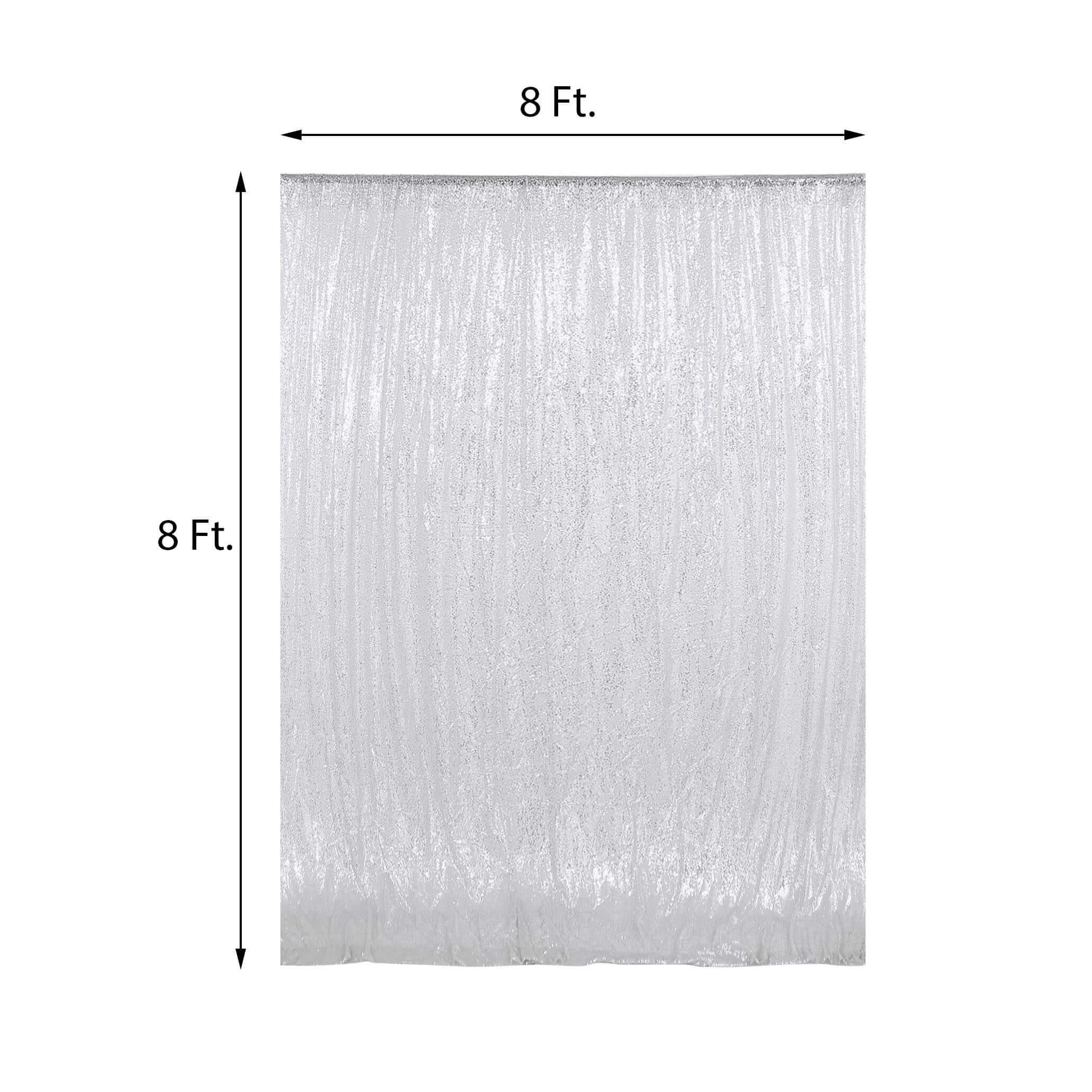 Silver Sequin Backdrop Drape Curtain, Photo Booth Event Divider Panel - 8ftx8ft - Image 3
