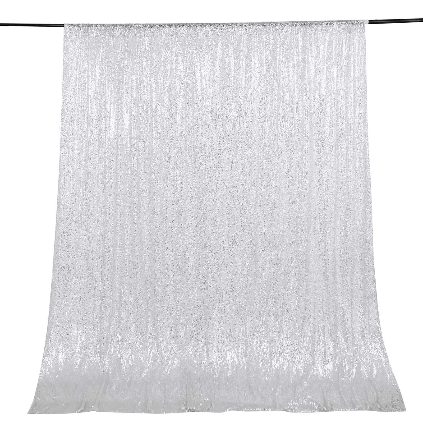 Silver Sequin Backdrop Drape Curtain, Photo Booth Event Divider Panel - 8ftx8ft - Image 6
