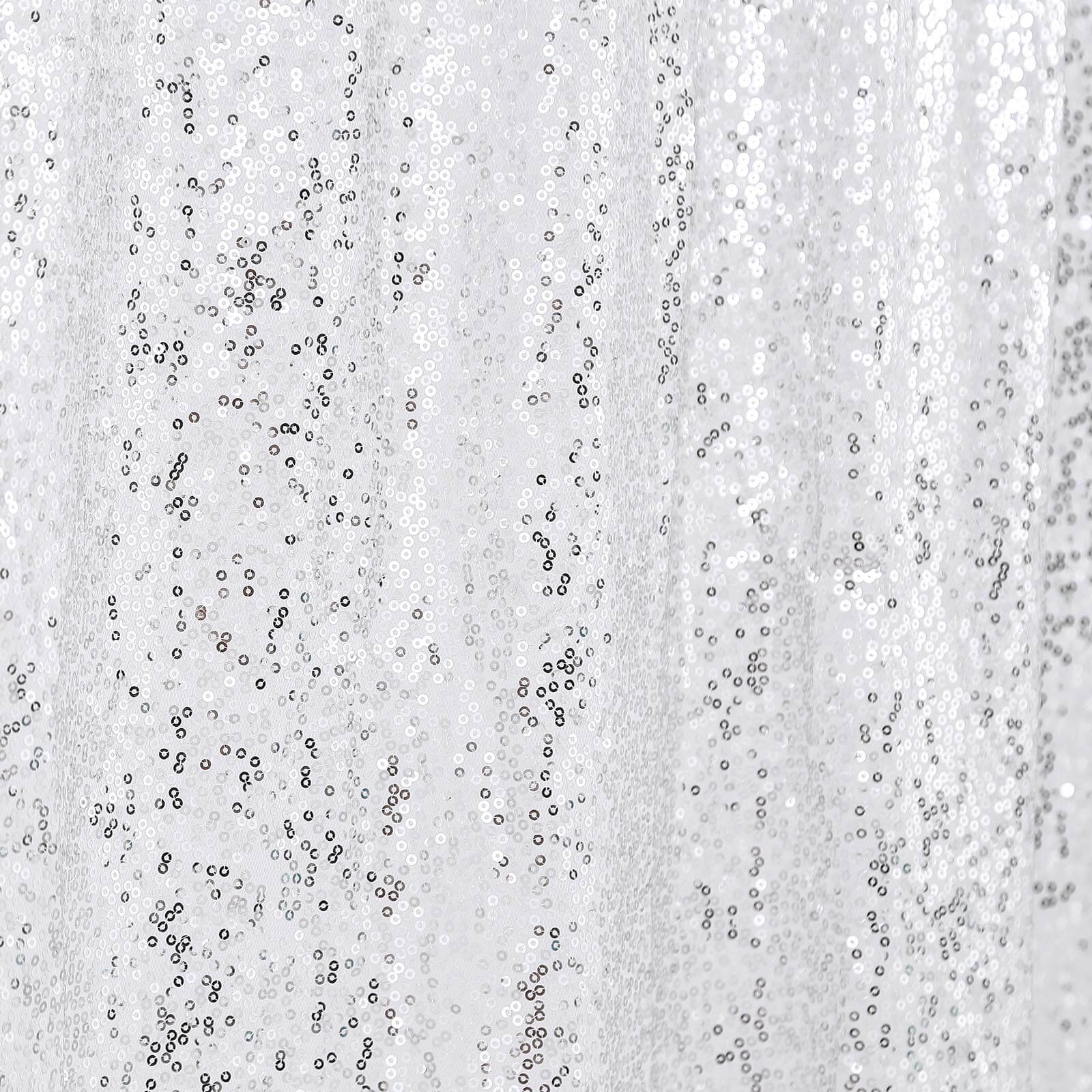Silver Sequin Backdrop Drape Curtain, Photo Booth Event Divider Panel - 8ftx8ft - Image 7