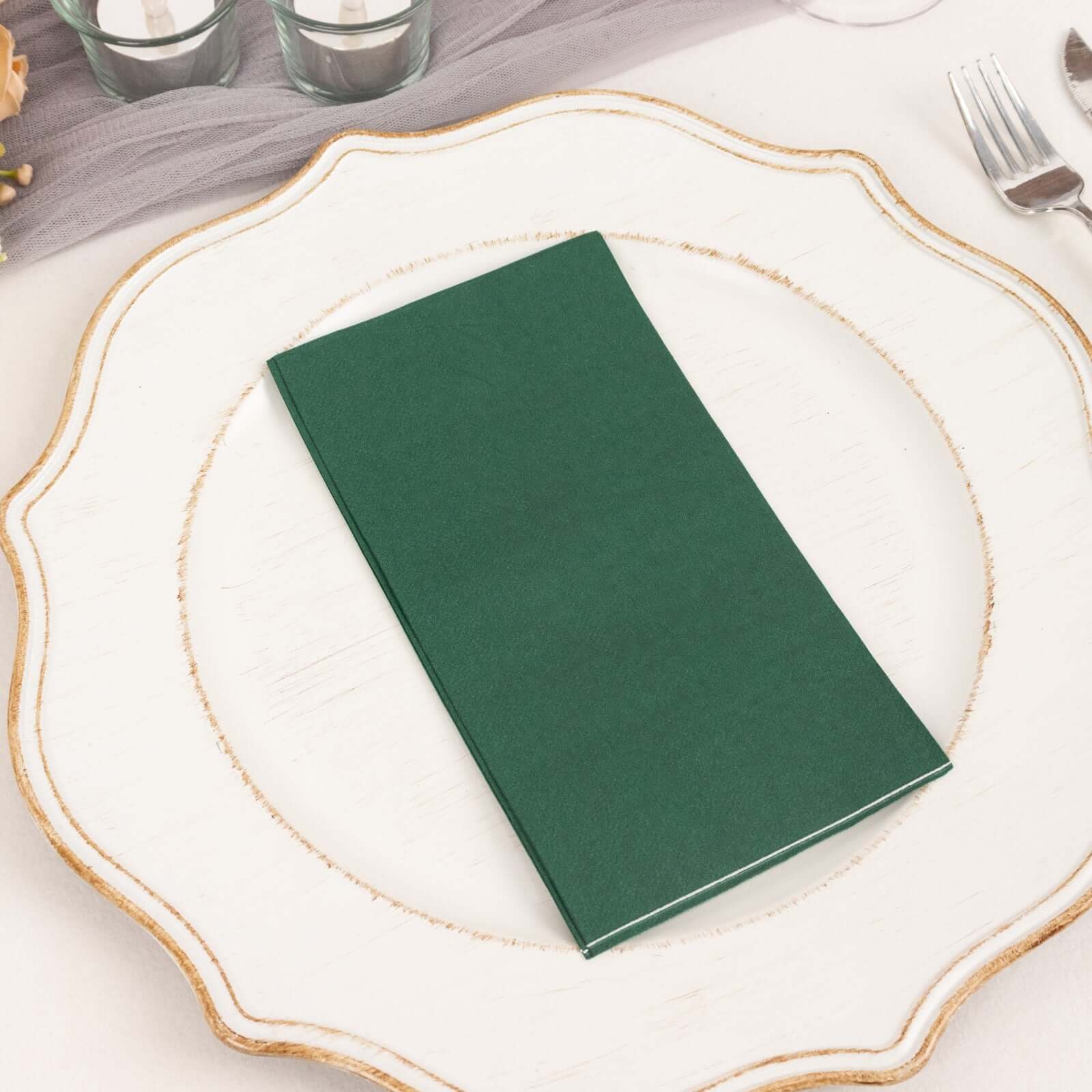 50-Pack Paper Napkins 2-Ply Soft Hunter Emerald Green - Dinner Party Napkins - Image 2
