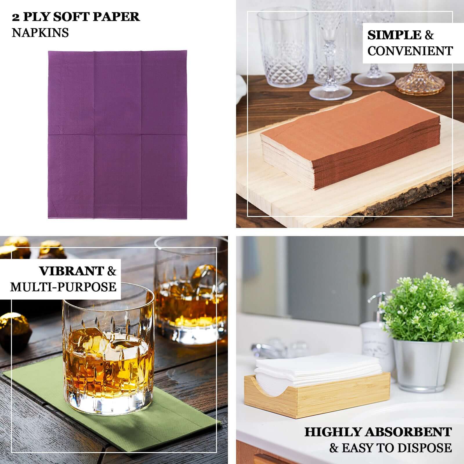 50-Pack Paper Napkins 2-Ply Soft Red - Dinner Party Napkins - Image 4
