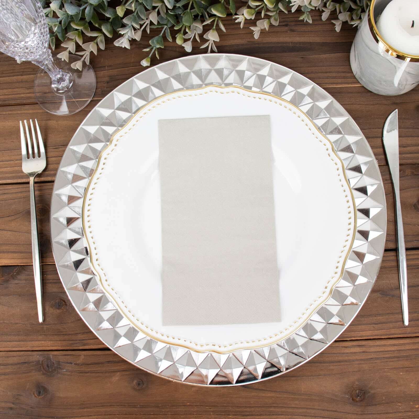 50-Pack Paper Napkins 2-Ply Soft Silver - Dinner Party Napkins - Image 10
