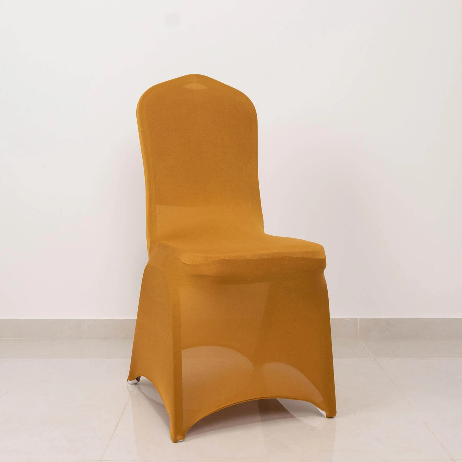 Spandex Banquet Chair Cover Gold with Silver Rhinestone Buckled Sash Band - Stretched Fitted Slip-On Slipcover - Image 2