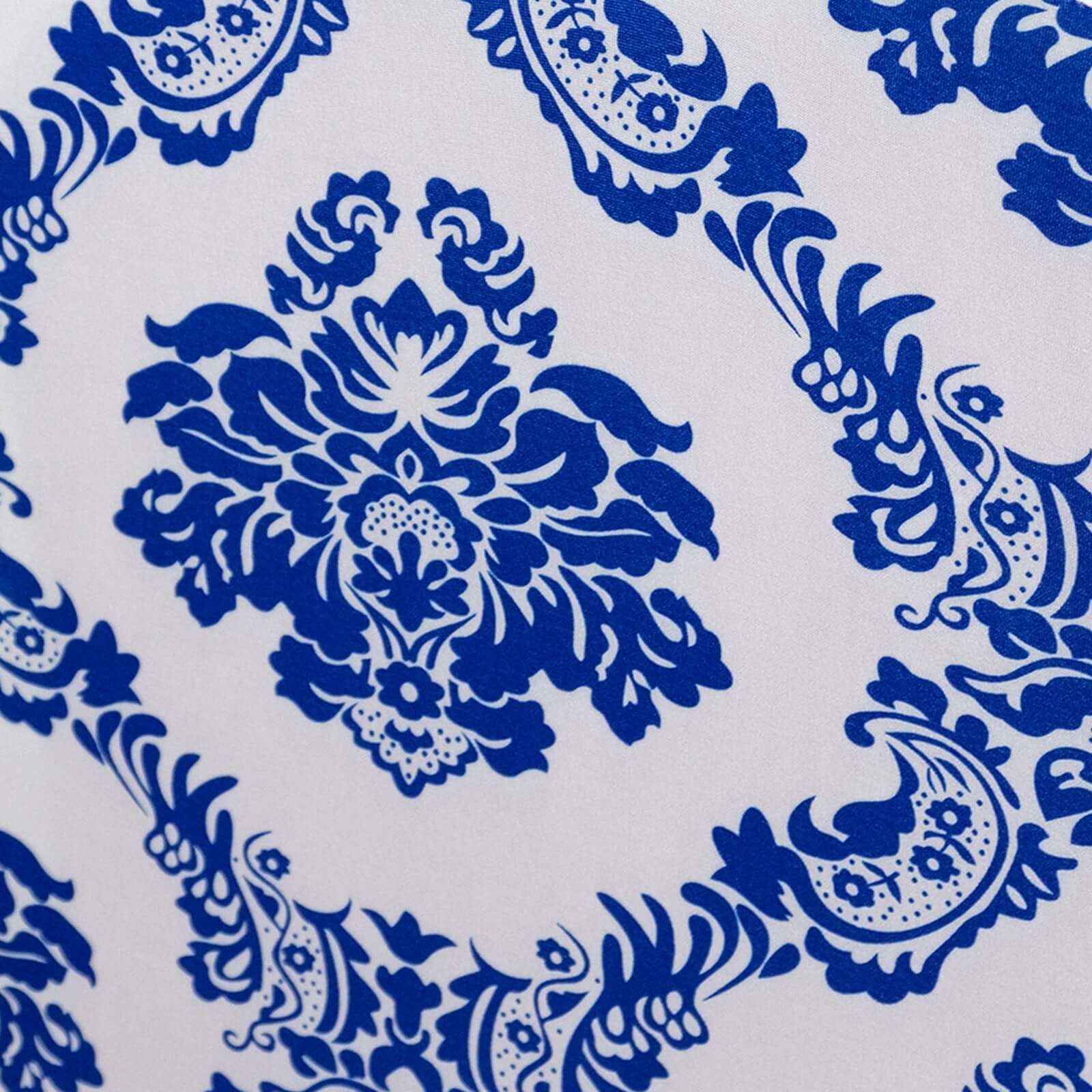 Spandex Banquet Chair Cover Royal Blue with Damask Pattern - 160GSM Stretch Fitted with Foot Pockets - Image 8