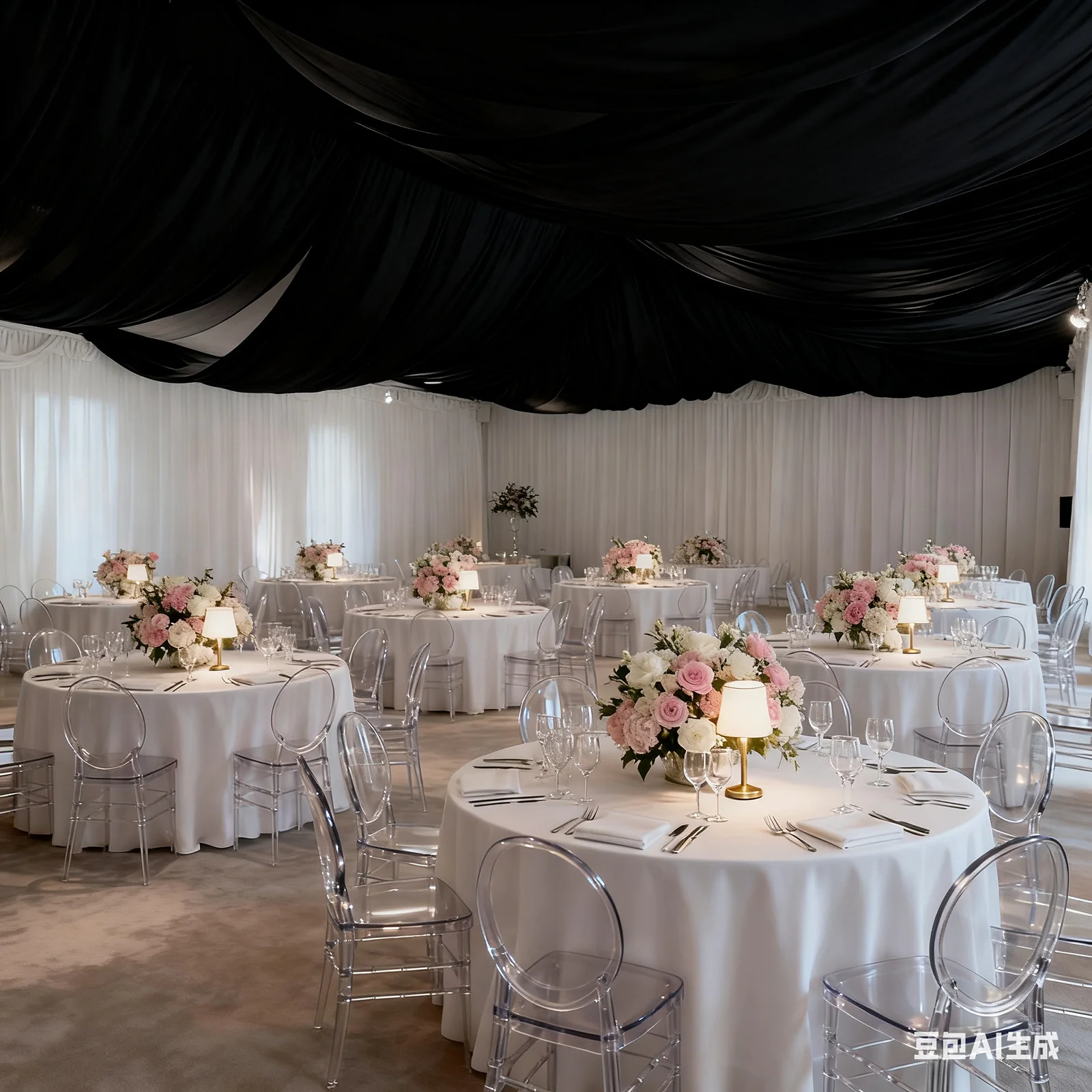 Spandex Ceiling Drape Panel – Black, 5ft x 32ft Wrinkle-Free 4-Way Stretch Fabric, Extra-Long Curtain for Event Ceiling or Backdrop Décor - Image 3