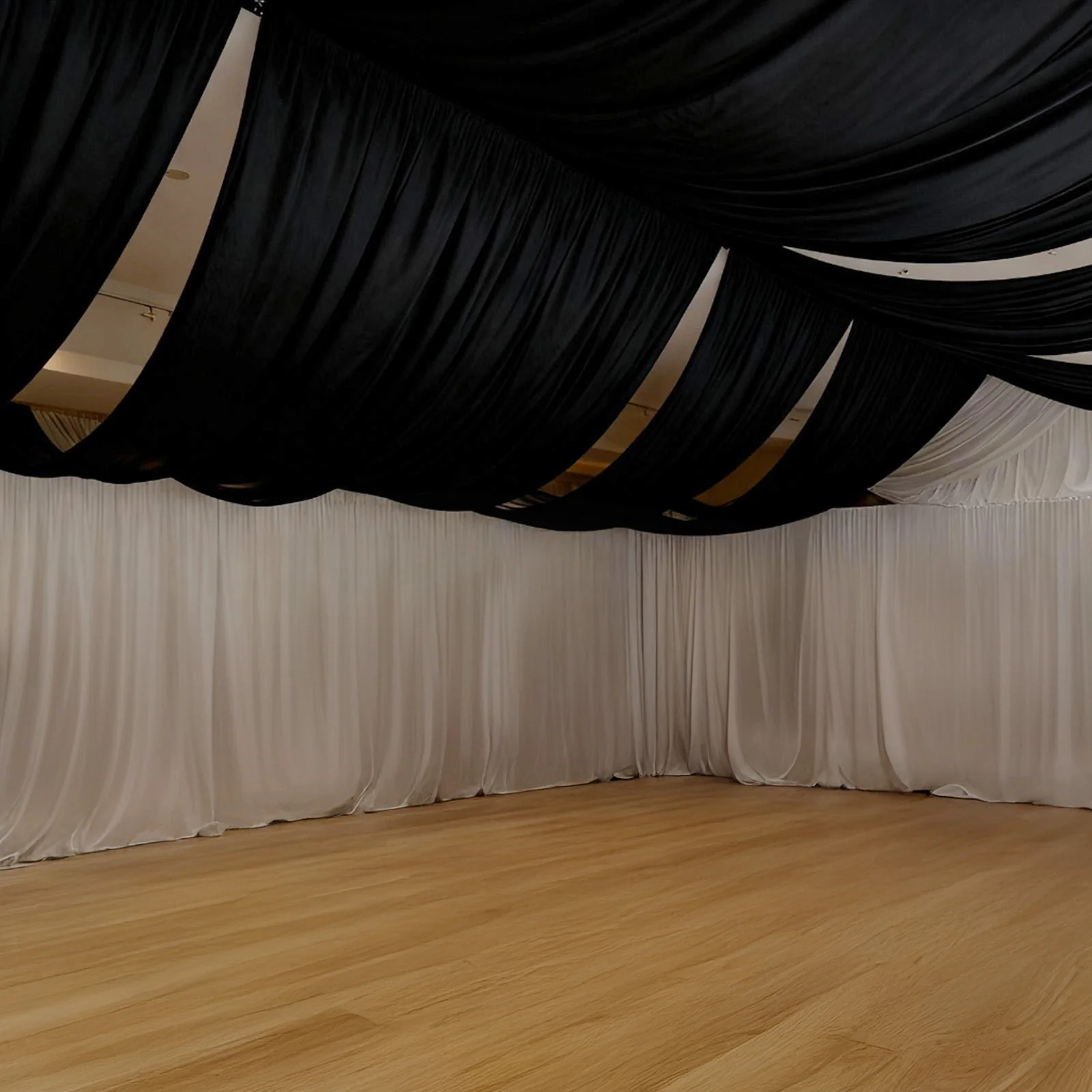 Spandex Ceiling Drape Panel – Black, 5ft x 32ft Wrinkle-Free 4-Way Stretch Fabric, Extra-Long Curtain for Event Ceiling or Backdrop Décor - Image 7