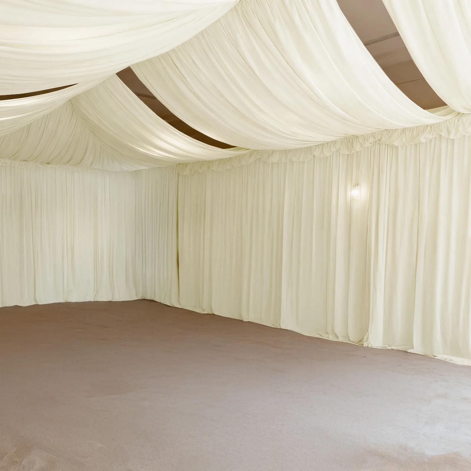 Spandex Ceiling Drape Panel – Ivory, 5ft x 32ft Wrinkle-Free 4-Way Stretch Fabric, Extra-Long Curtain for Event Ceiling or Backdrop Décor