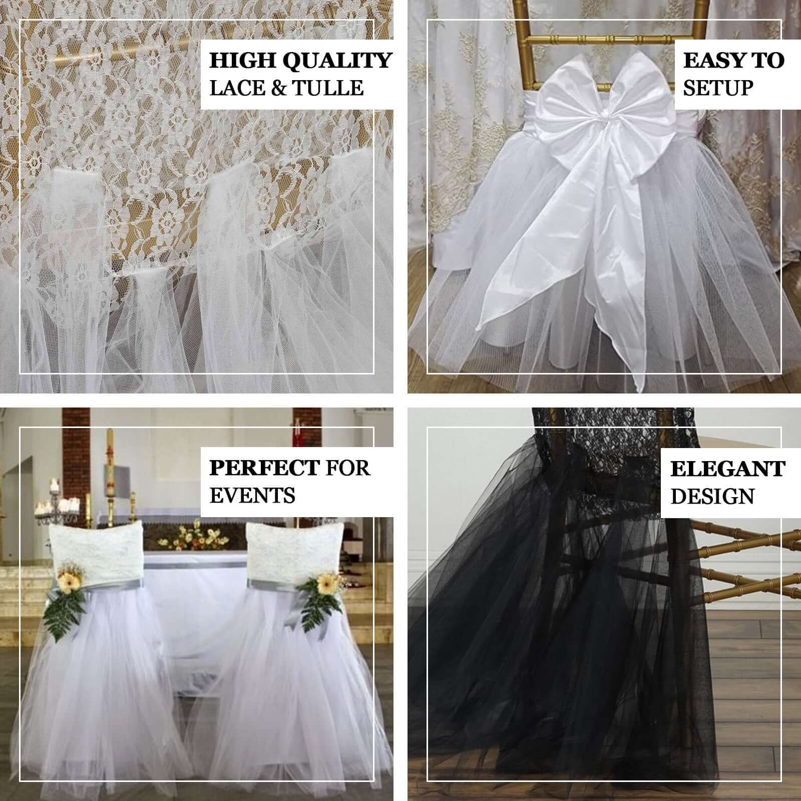 Spandex Chair Tutu Cover Skirt Black - Stylish Design for Wedding & Event Chair Decor - Image 3