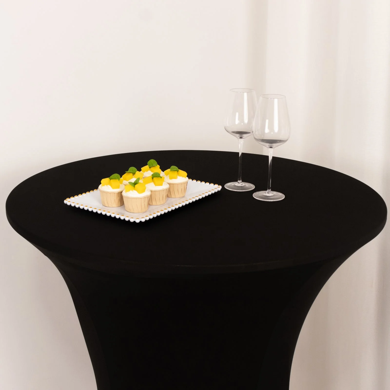 Spandex Cocktail Table Cover 36" Round Black High Top Tables - Easy to Maintain Stretch Fitted Highboy Tablecloth - Image 10