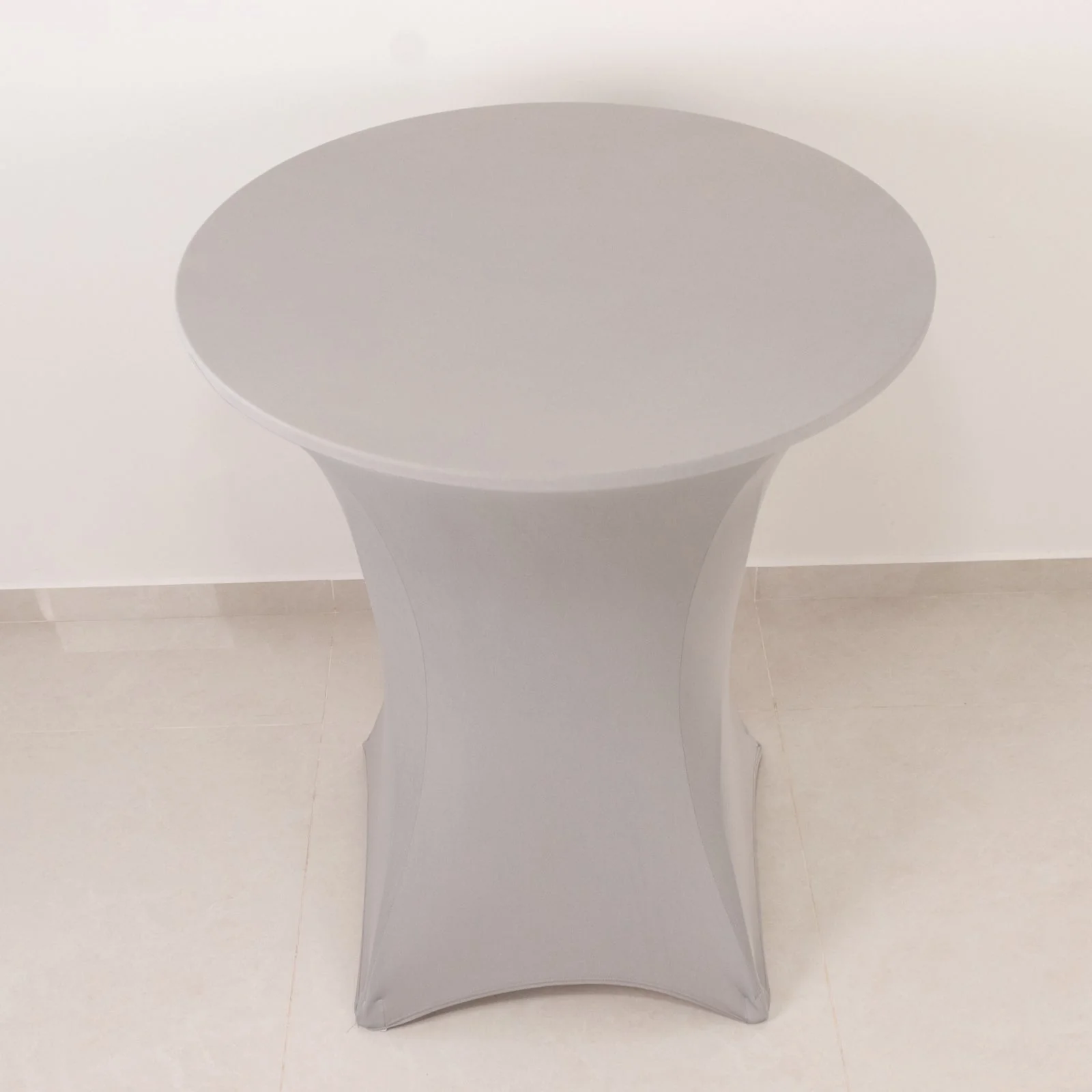 Spandex Cocktail Table Cover 36" Round Silver High Top Tables - Easy to Maintain Stretch Fitted Highboy Tablecloth - Image 2