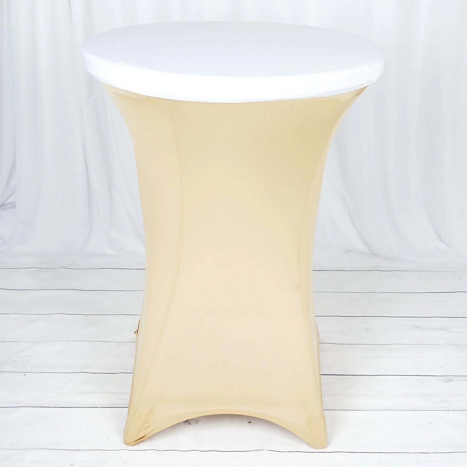 Spandex Cocktail Table Top Cover White - Stretchy, Fitted & Easy to Clean