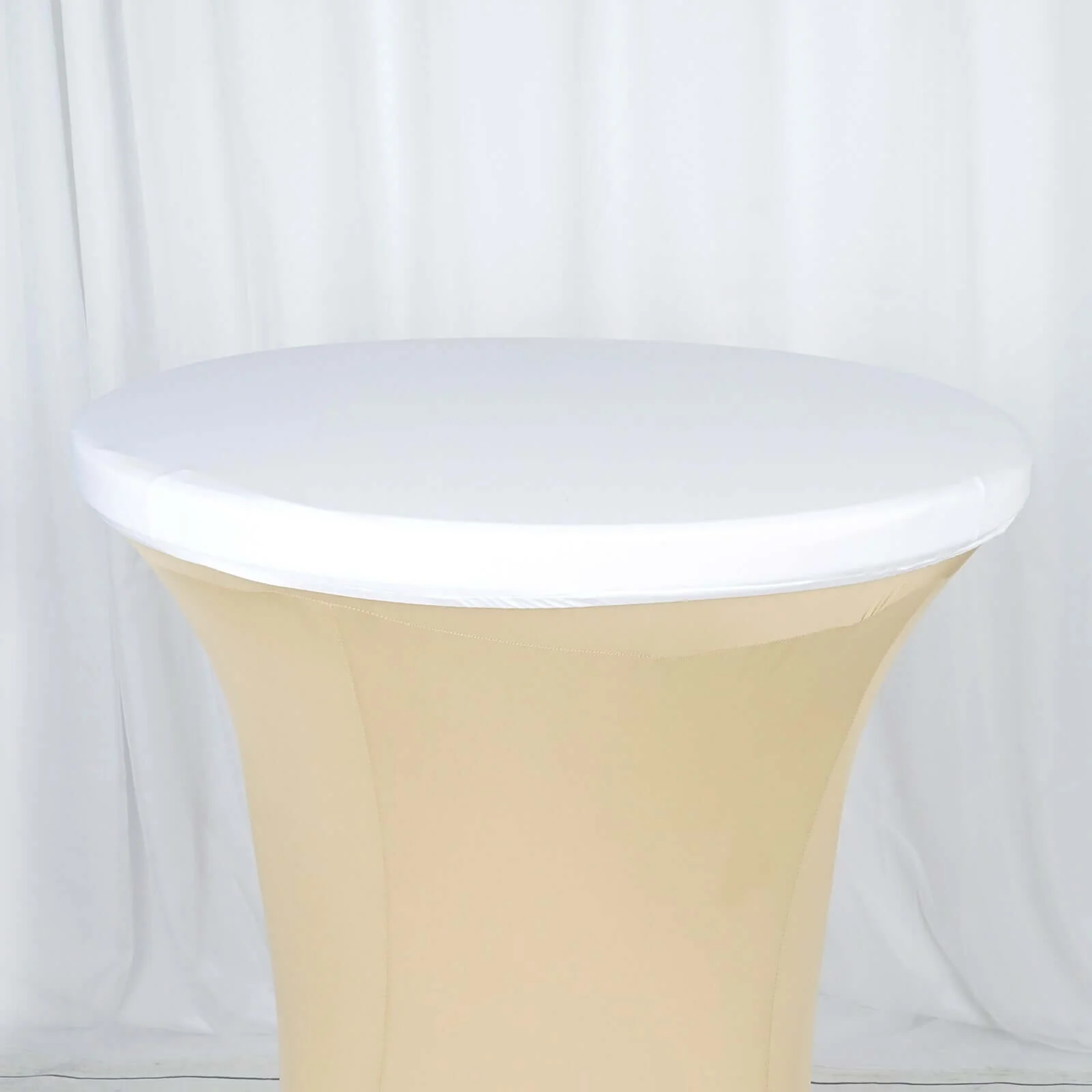 Spandex Cocktail Table Top Cover White - Stretchy, Fitted & Easy to Clean - Image 5
