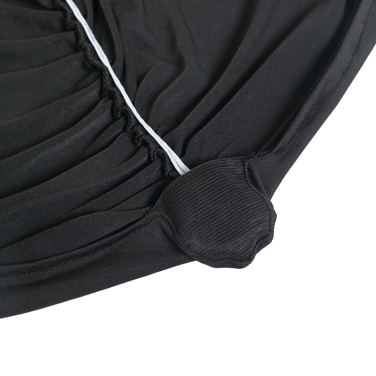 Spandex Fitted Banquet Chair Cover Black with Ruched Swag Back and Foot Pockets - Durable Slip-On Slipcover - Image 8