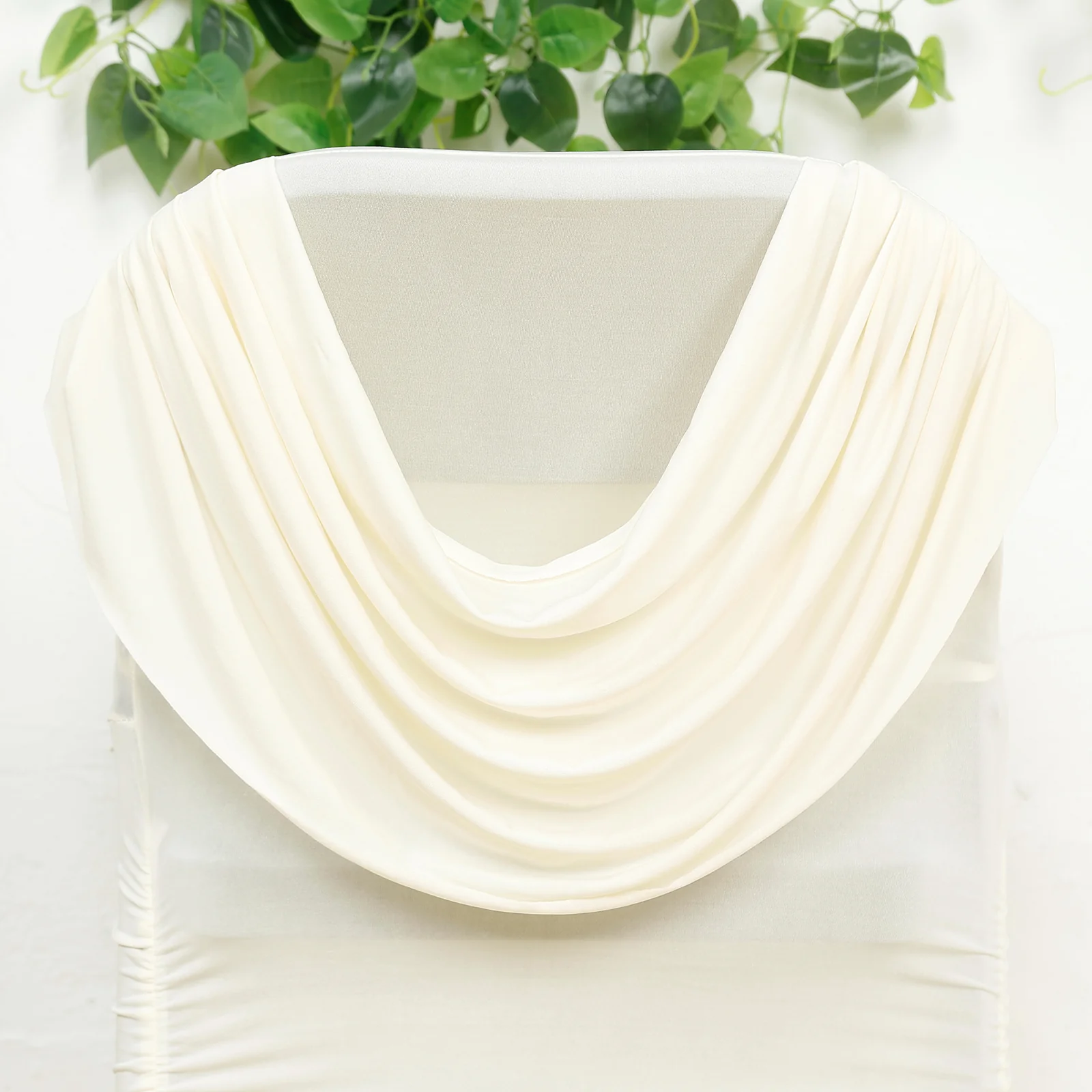 Spandex Fitted Folding Chair Cover Ivory with Ruched Swag Back and Foot Pockets – Durable Stretch Slipcover - Image 5