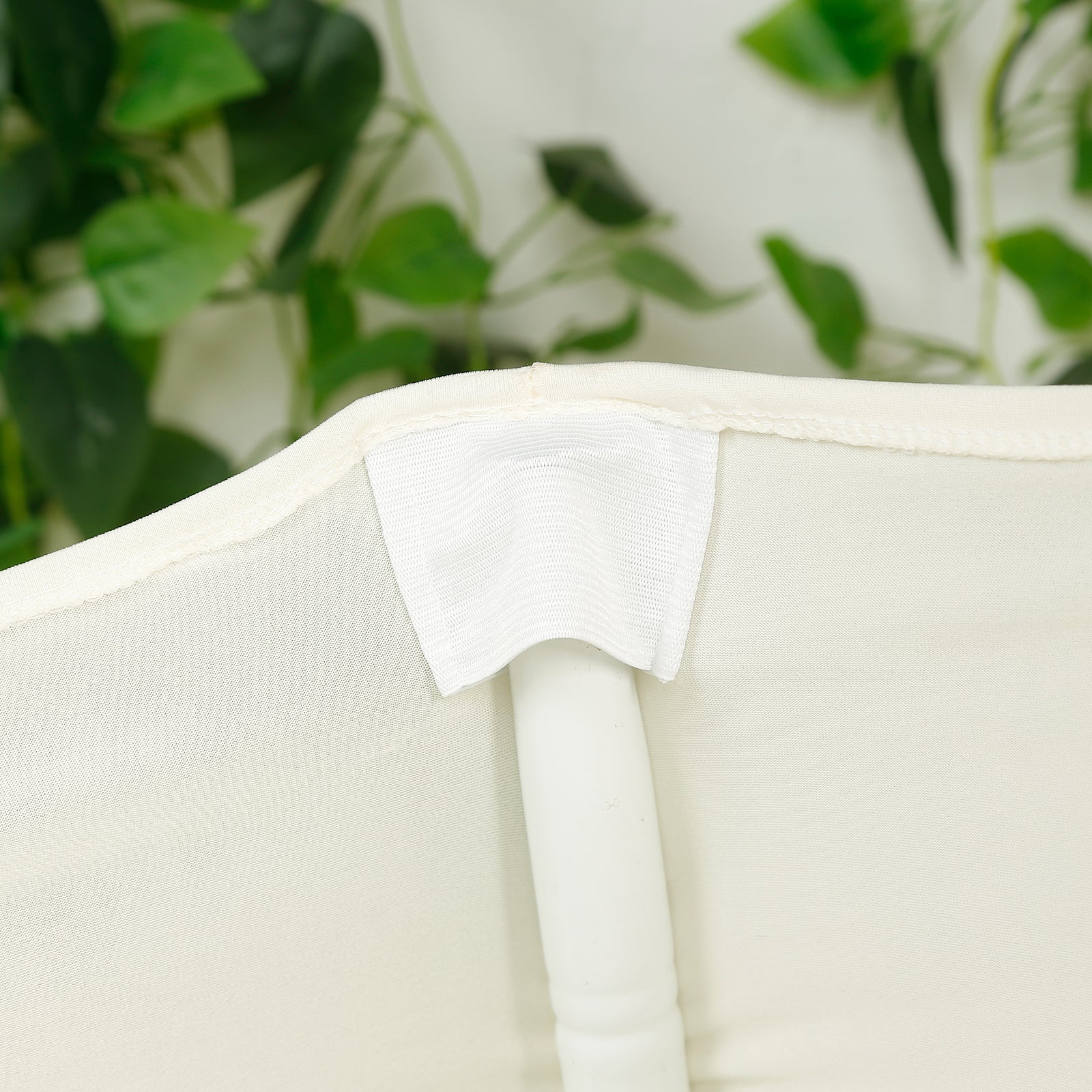 Spandex Fitted Folding Chair Cover Ivory with Ruched Swag Back and Foot Pockets – Durable Stretch Slipcover - Image 6