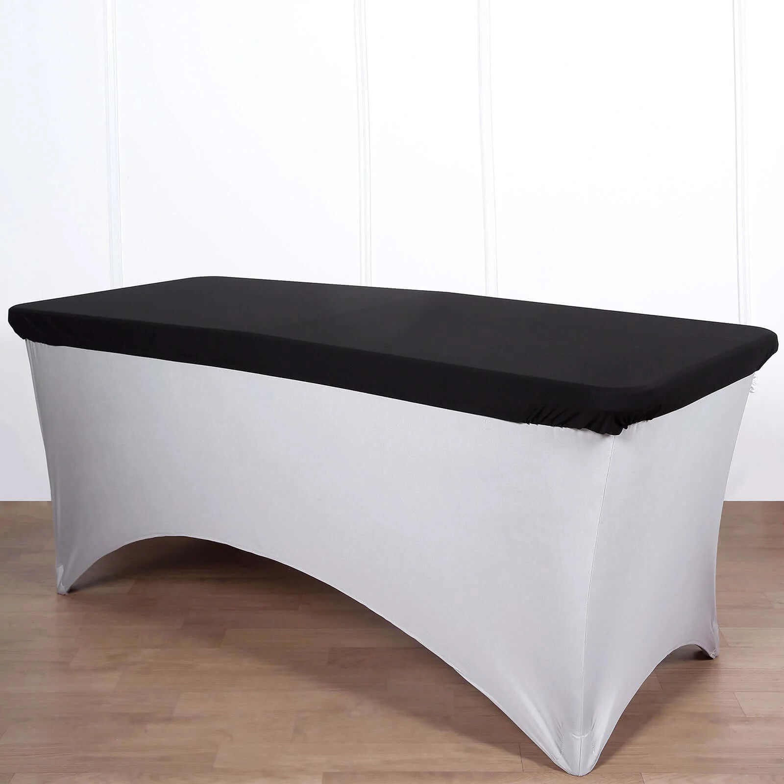 Spandex Rectangle Tablecloth Top Cover 96"x30" Black - Wrinkle Free & Fitted Table Topper Cap - Image 6