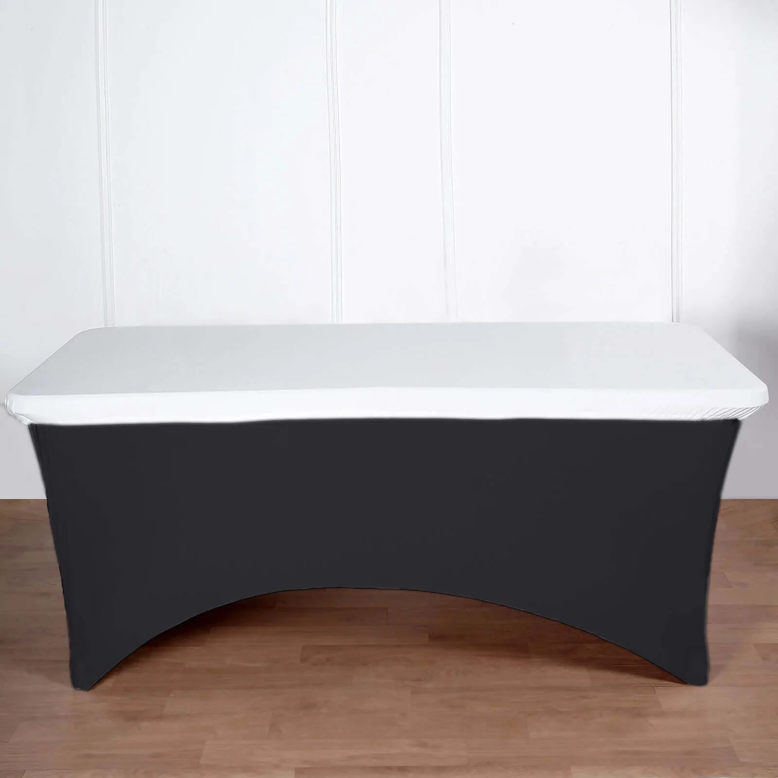 Spandex Rectangle Tablecloth Top Cover 96"x30" White - Stretchy, Wrinkle Free & Fitted Table Topper Cap