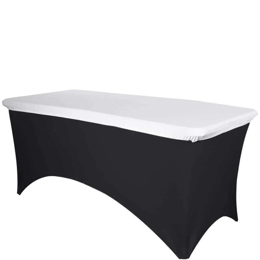 Spandex Rectangle Tablecloth Top Cover 96"x30" White - Stretchy, Wrinkle Free & Fitted Table Topper Cap - Image 7
