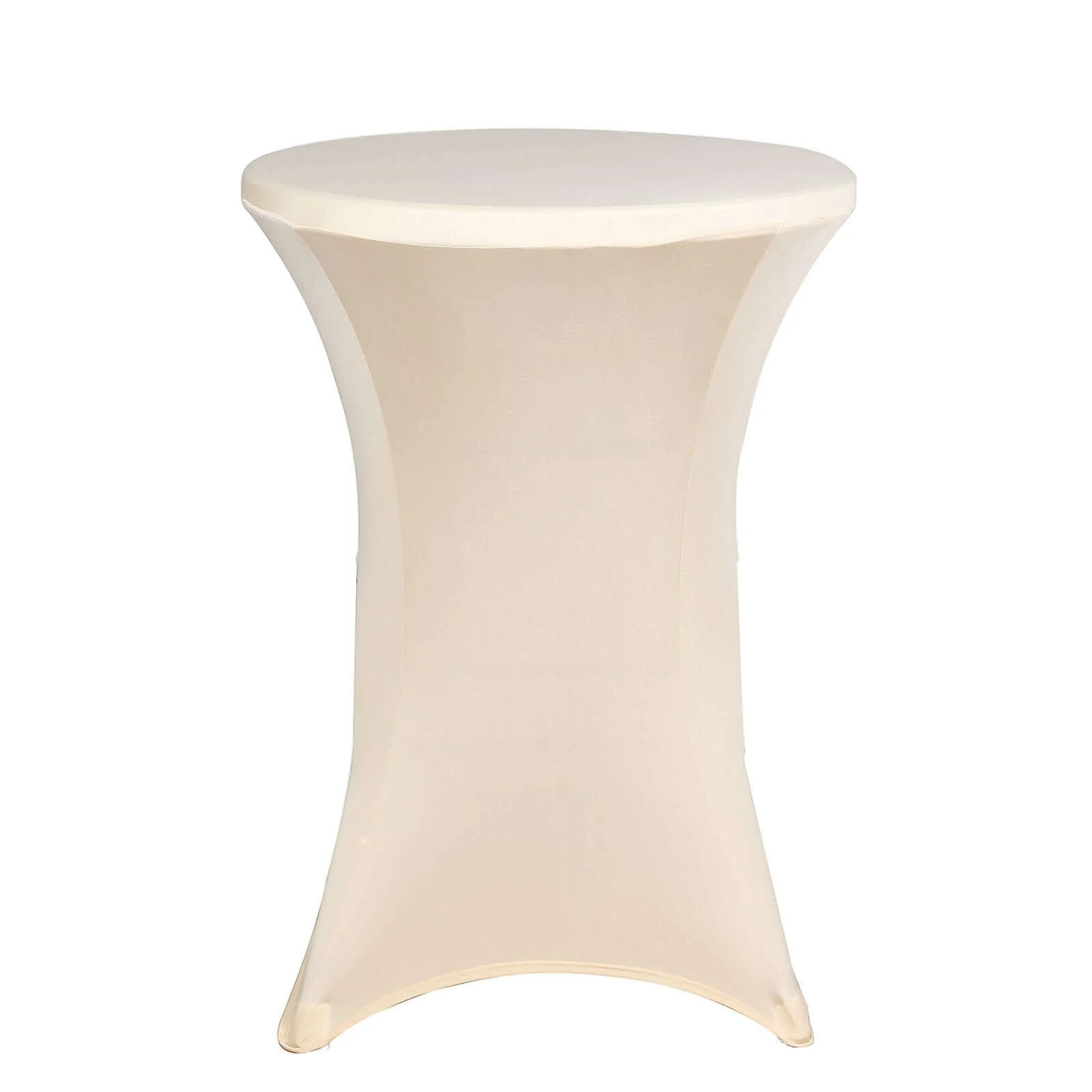 Spandex Round Cocktail Table Cover 30" Beige for High Top Tables - Easy to Maintain Stretch Fitted Highboy Tablecloth - Image 6