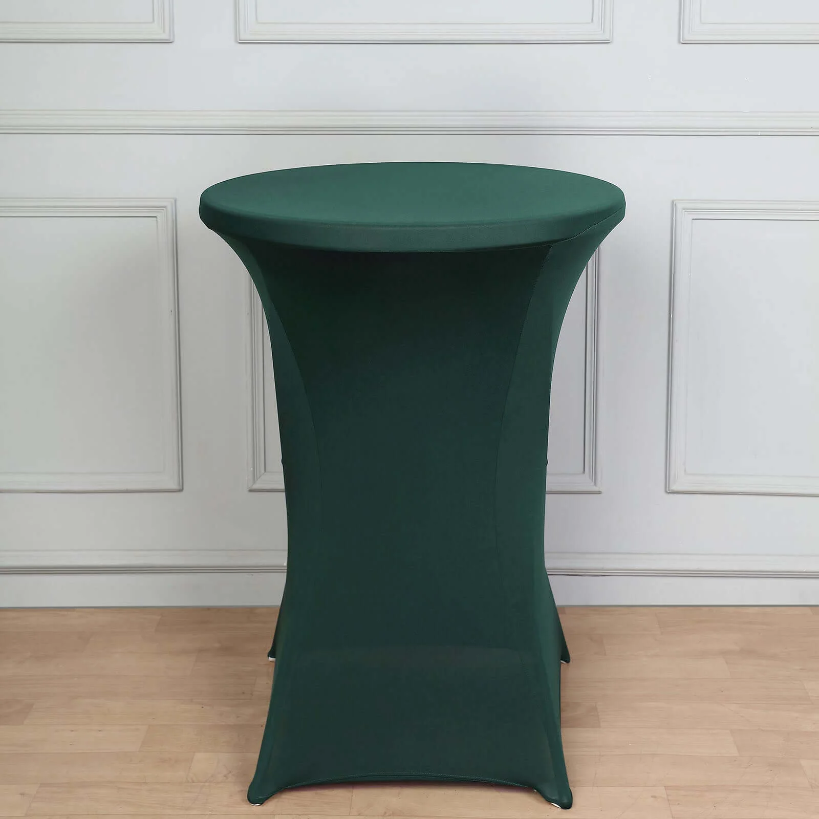 Spandex Round Cocktail Table Cover 30" Hunter Emerald Green for High Top Tables - Easy to Maintain Stretch Fitted Highboy Tablecloth
