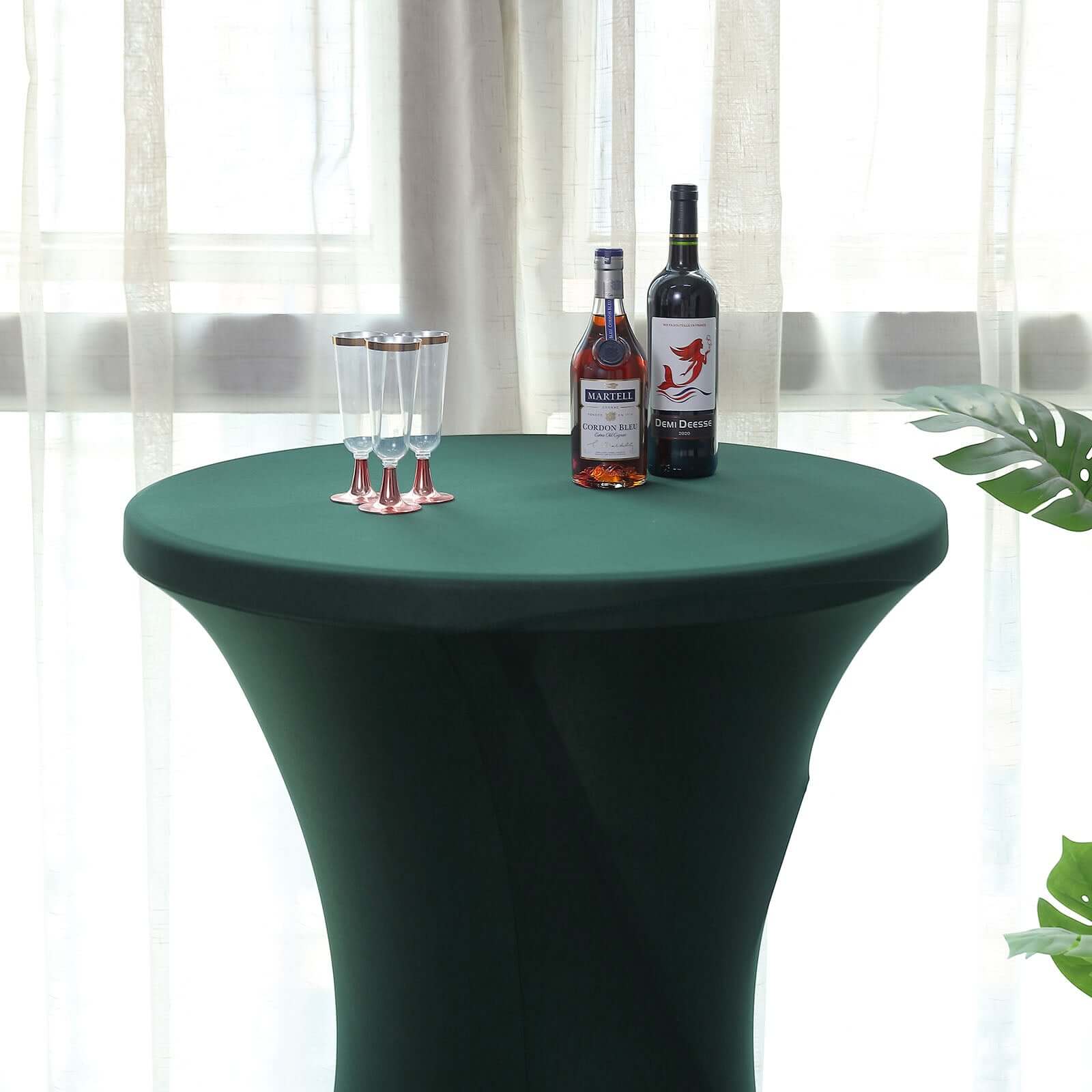 Spandex Round Cocktail Table Cover 30" Hunter Emerald Green for High Top Tables - Easy to Maintain Stretch Fitted Highboy Tablecloth - Image 6