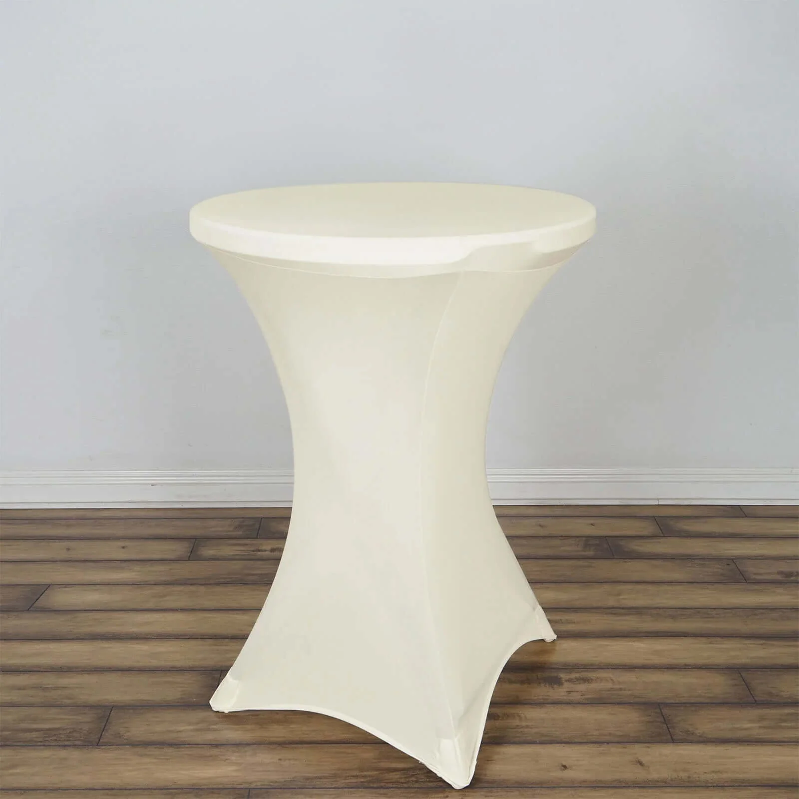 Spandex Round Cocktail Table Cover 30" Ivory for High Top Tables - Easy to Maintain Stretch Fitted Highboy Tablecloth