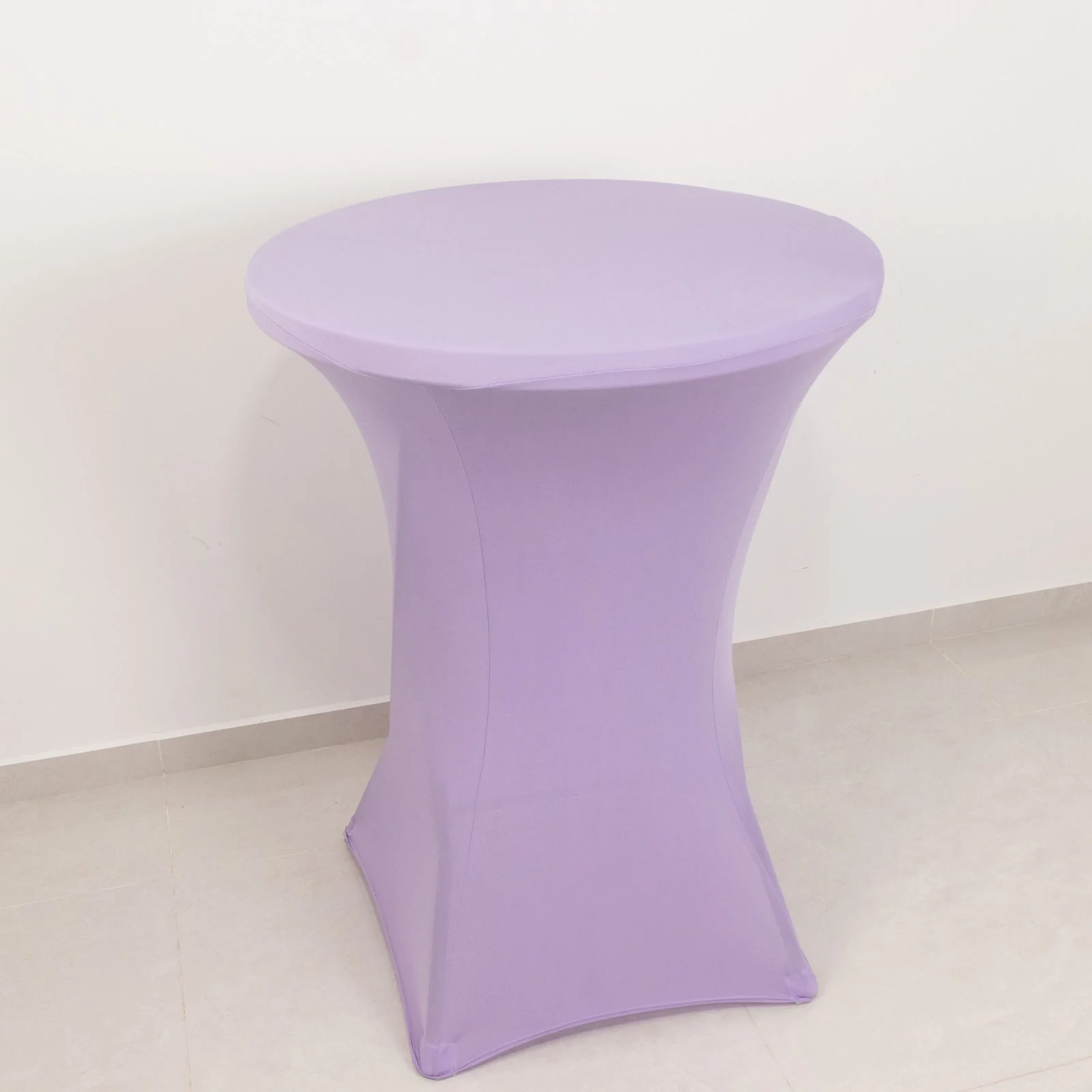 Spandex Round Cocktail Table Cover 30" Lavender Lilac for High Top Tables - Easy to Maintain Stretch Fitted Highboy Tablecloth - Image 3