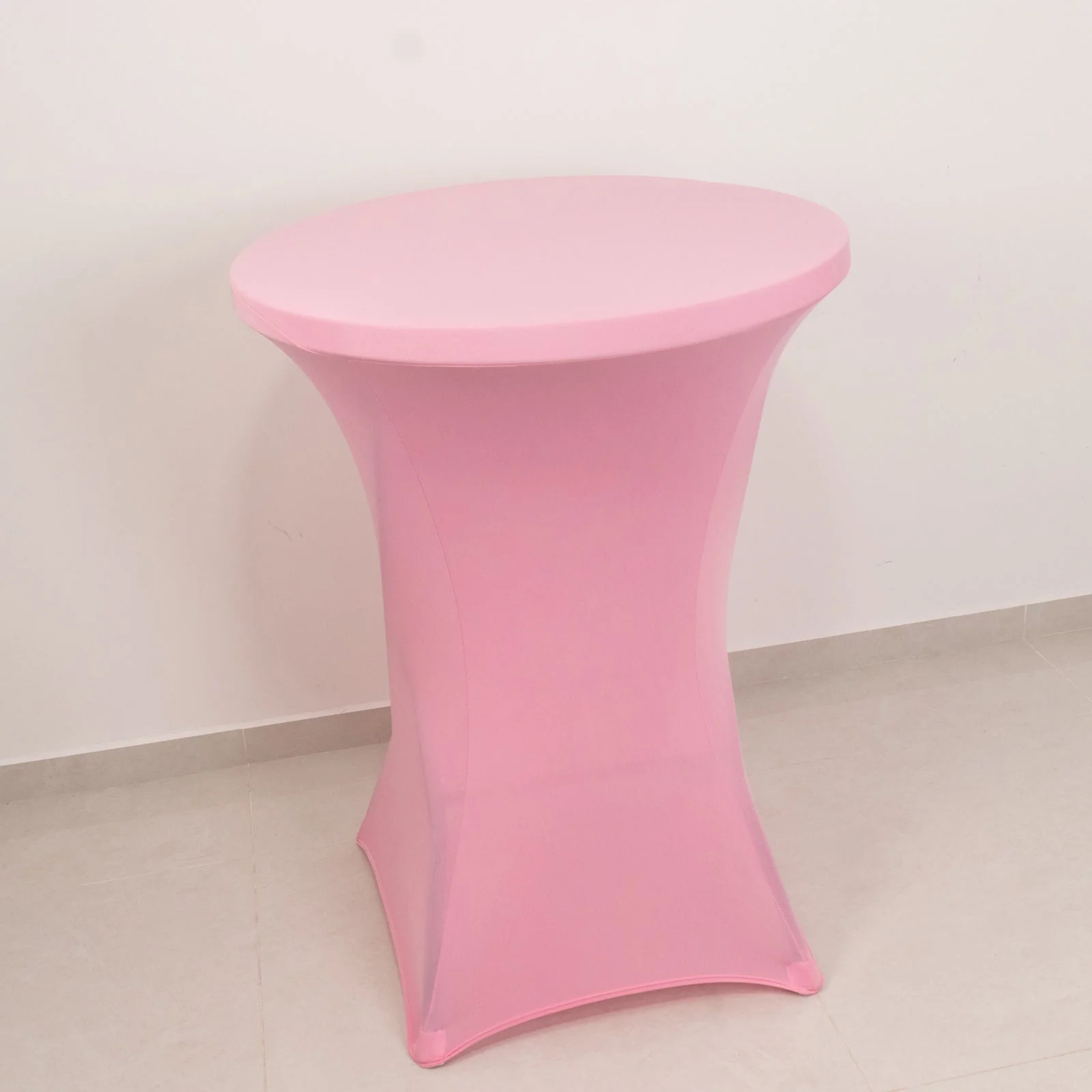 Spandex Round Cocktail Table Cover 30" Pink for High Top Tables - Easy to Maintain Stretch Fitted Highboy Tablecloth - Image 2