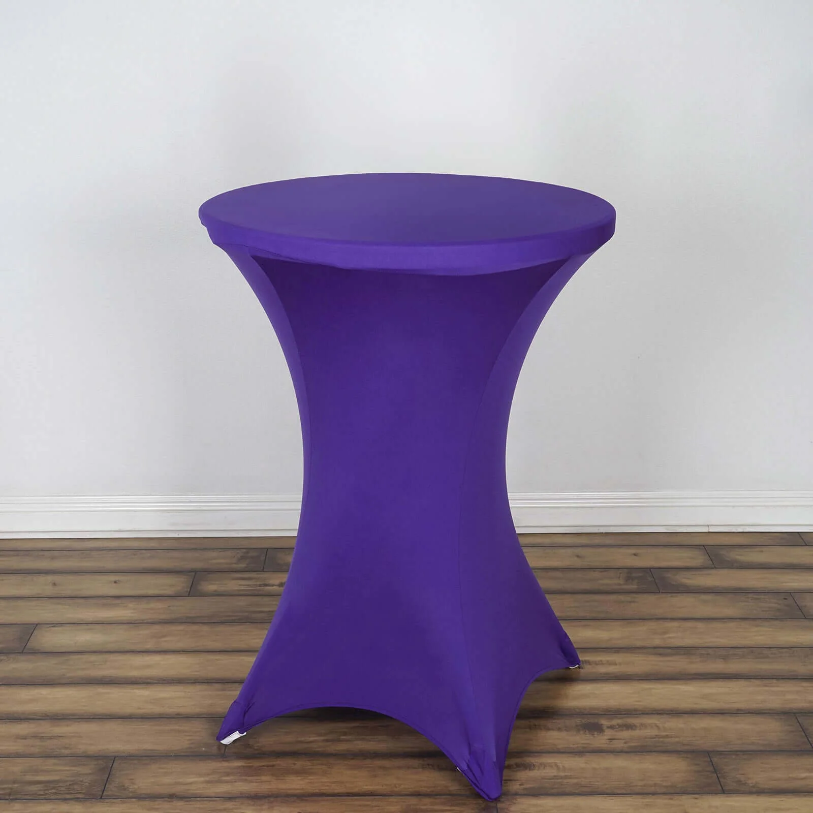 Spandex Round Cocktail Table Cover 30" Purple for High Top Tables - Easy to Maintain Stretch Fitted Highboy Tablecloth