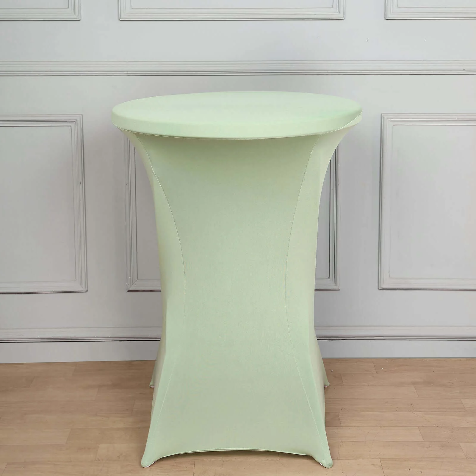 Spandex Round Cocktail Table Cover 30" Sage Green for High Top Tables - Easy to Maintain Stretch Fitted Highboy Tablecloth