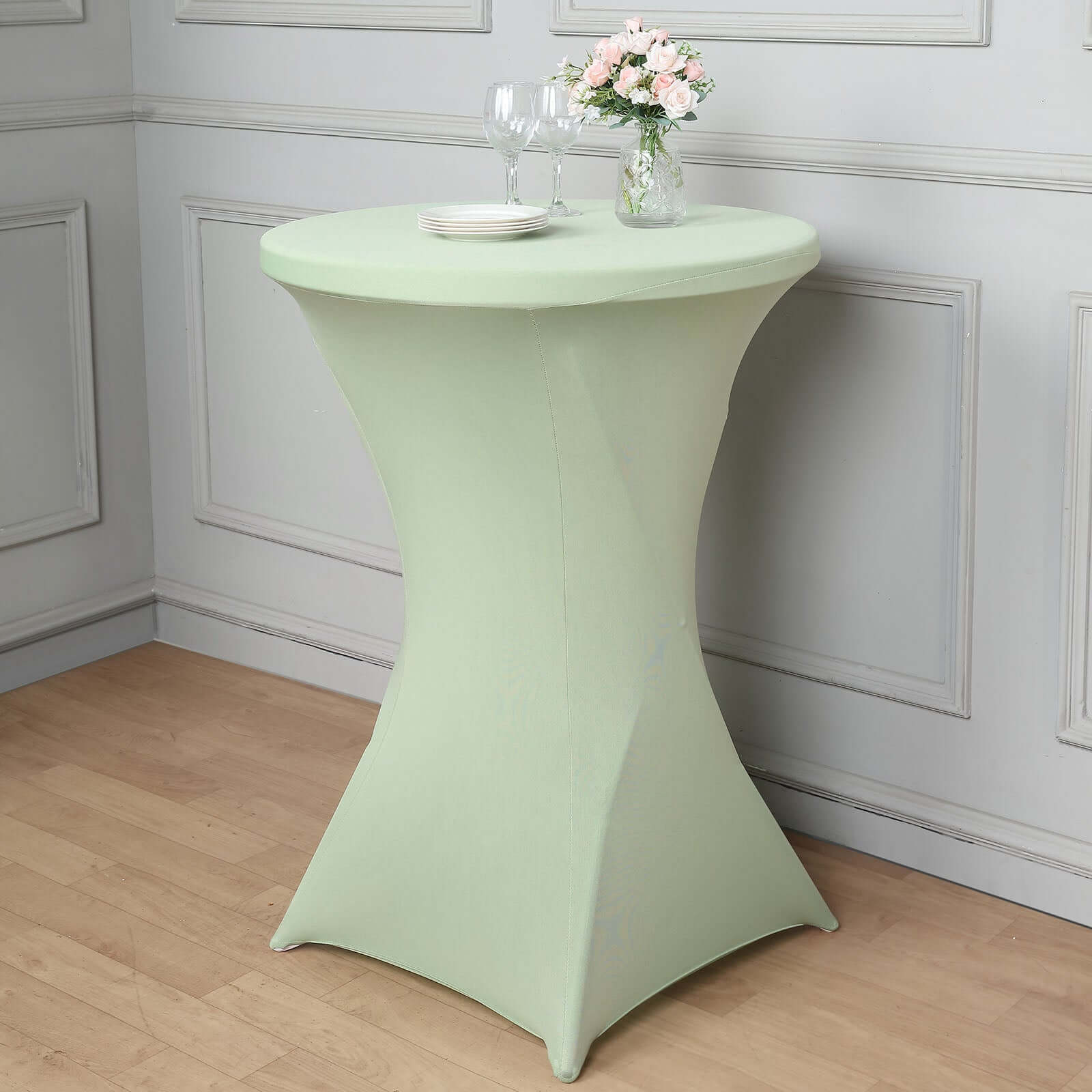 Spandex Round Cocktail Table Cover 30" Sage Green for High Top Tables - Easy to Maintain Stretch Fitted Highboy Tablecloth - Image 7