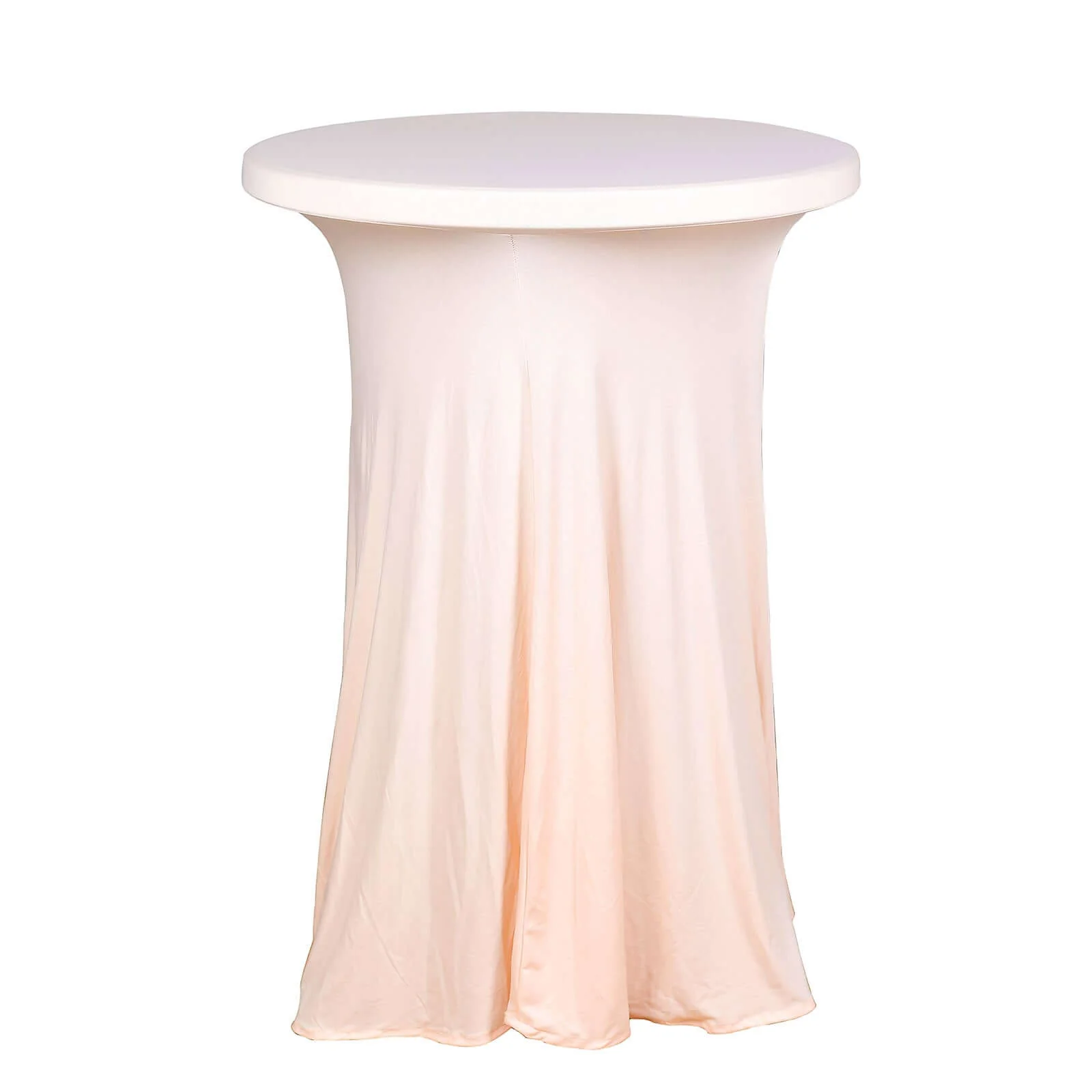 Spandex Round Cocktail Table Cover Skirt 30" Blush With Natural Wavy Drapes - Image 7