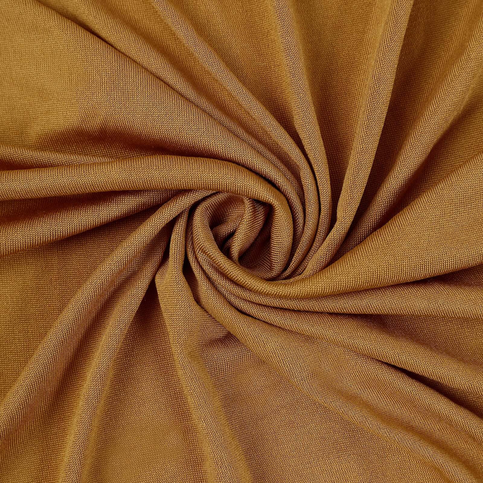 Spandex Round Cocktail Table Cover Skirt 30" Gold With Natural Wavy Drapes - Image 10