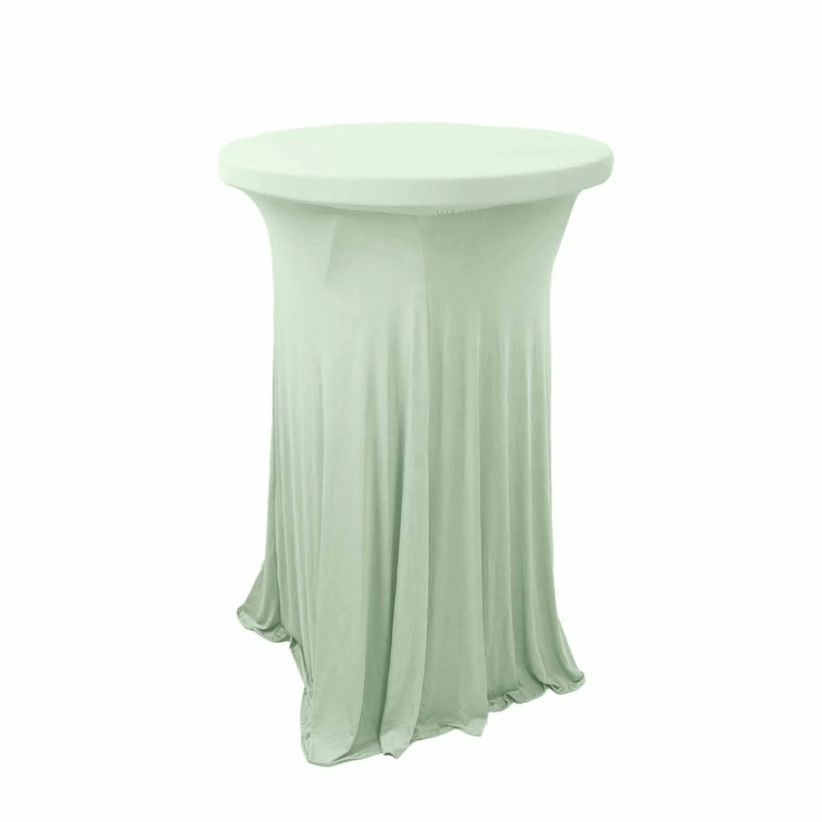 Spandex Round Cocktail Table Cover Skirt 30" Sage Green With Natural Wavy Drapes - Image 7