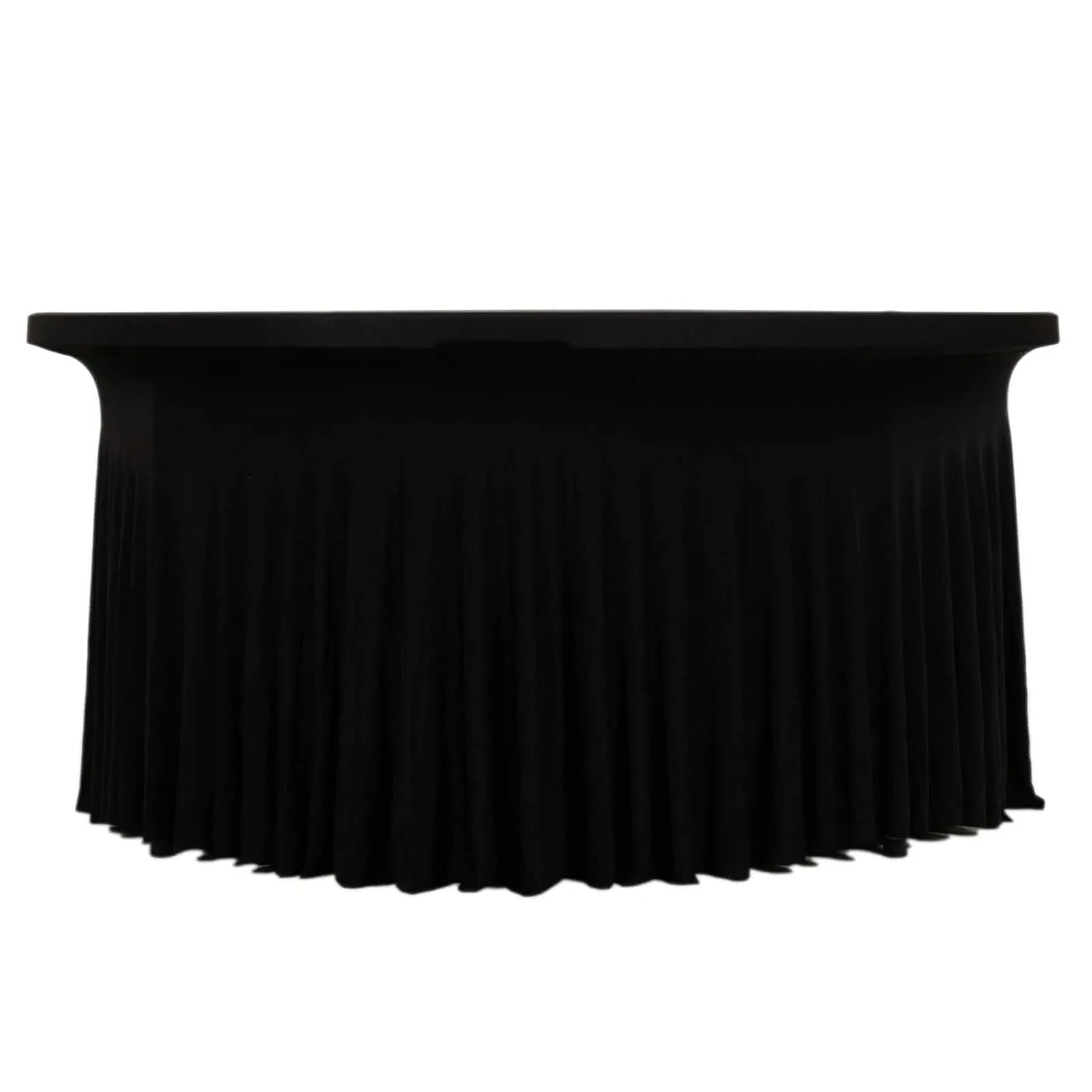 Spandex Round Tablecloth 6ft Black - Classy Table Cover Skirt with Ruffles - Image 3