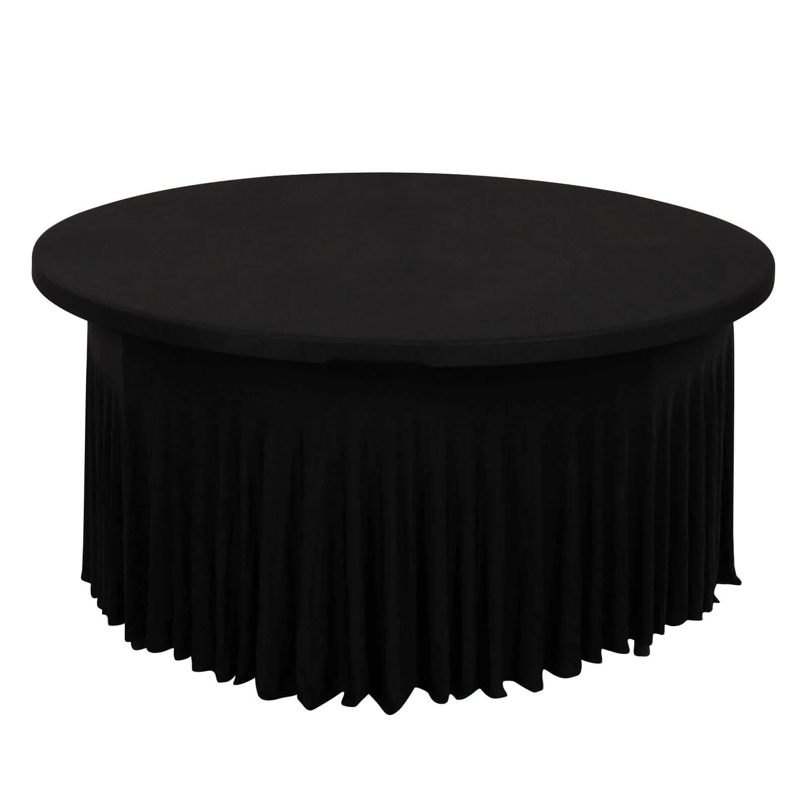 Spandex Round Tablecloth 6ft Black - Classy Table Cover Skirt with Ruffles - Image 7
