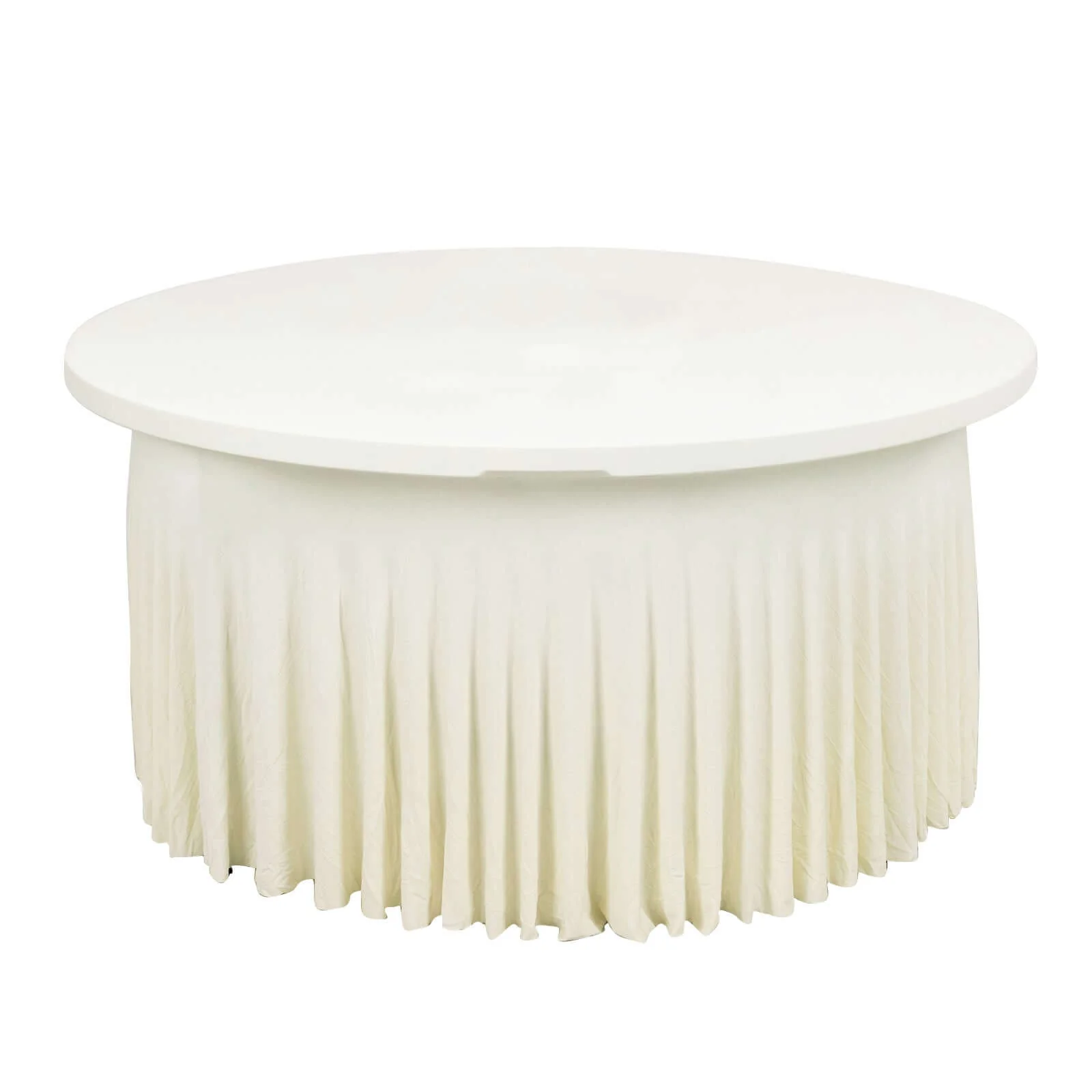 Spandex Round Tablecloth 6ft Ivory - Classy Table Cover Skirt with Ruffles - Image 6