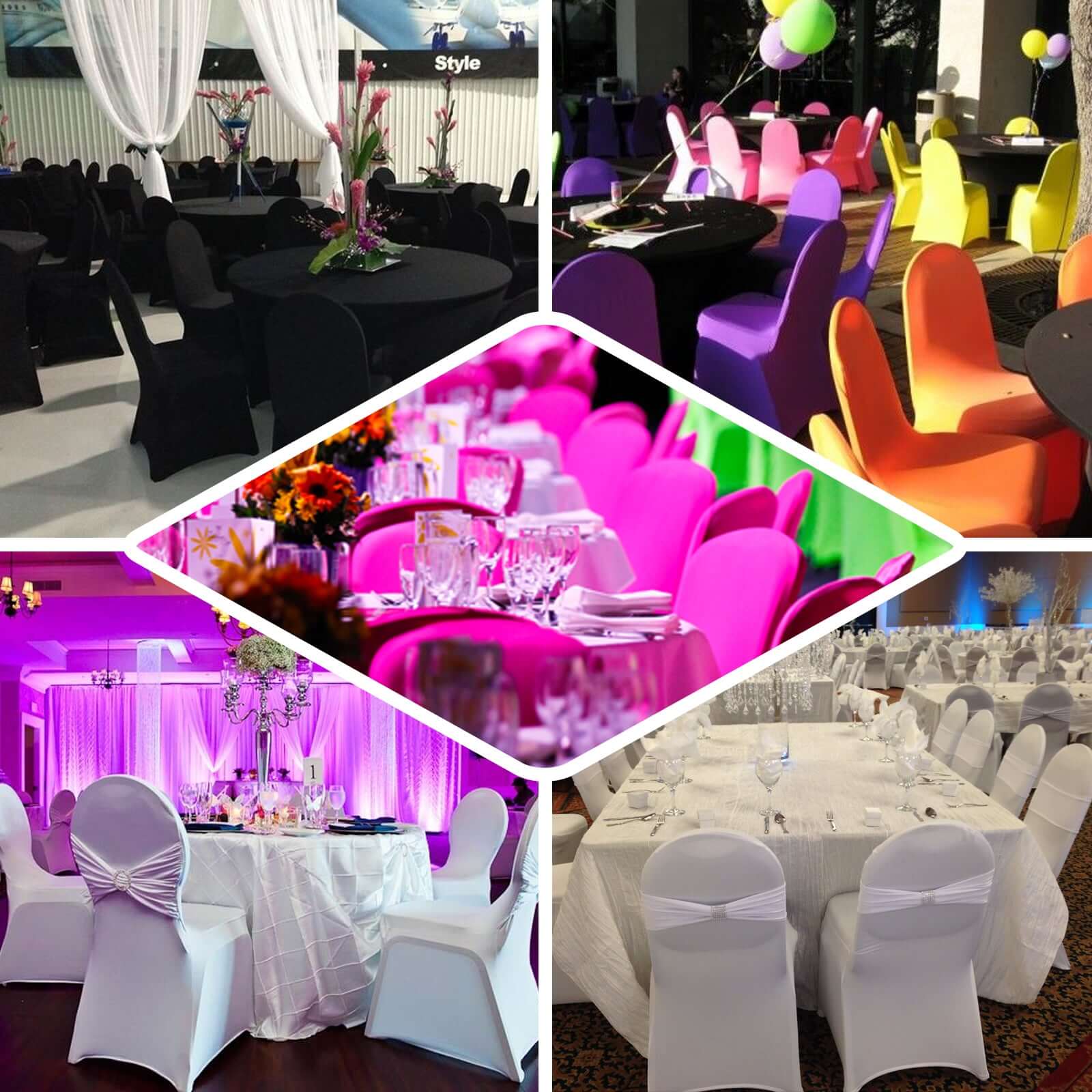 Spandex Stretch Banquet Chair Cover Black/White Striped with Foot Pockets - Stylish Fitted Slipcover for Modern Events - Image 5