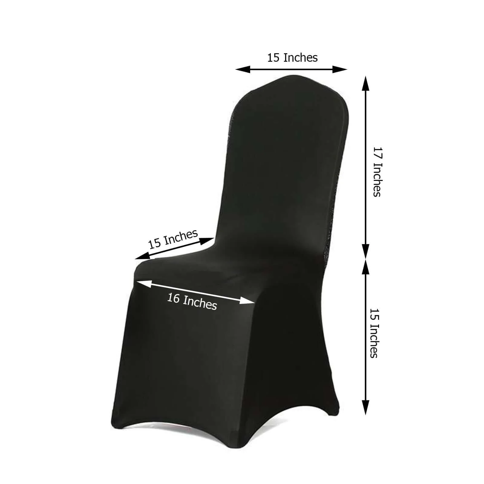 Spandex Stretch Banquet Chair Cover with Metallic Shimmer Tinsel Back Black - Fitted Slipcover - Image 8