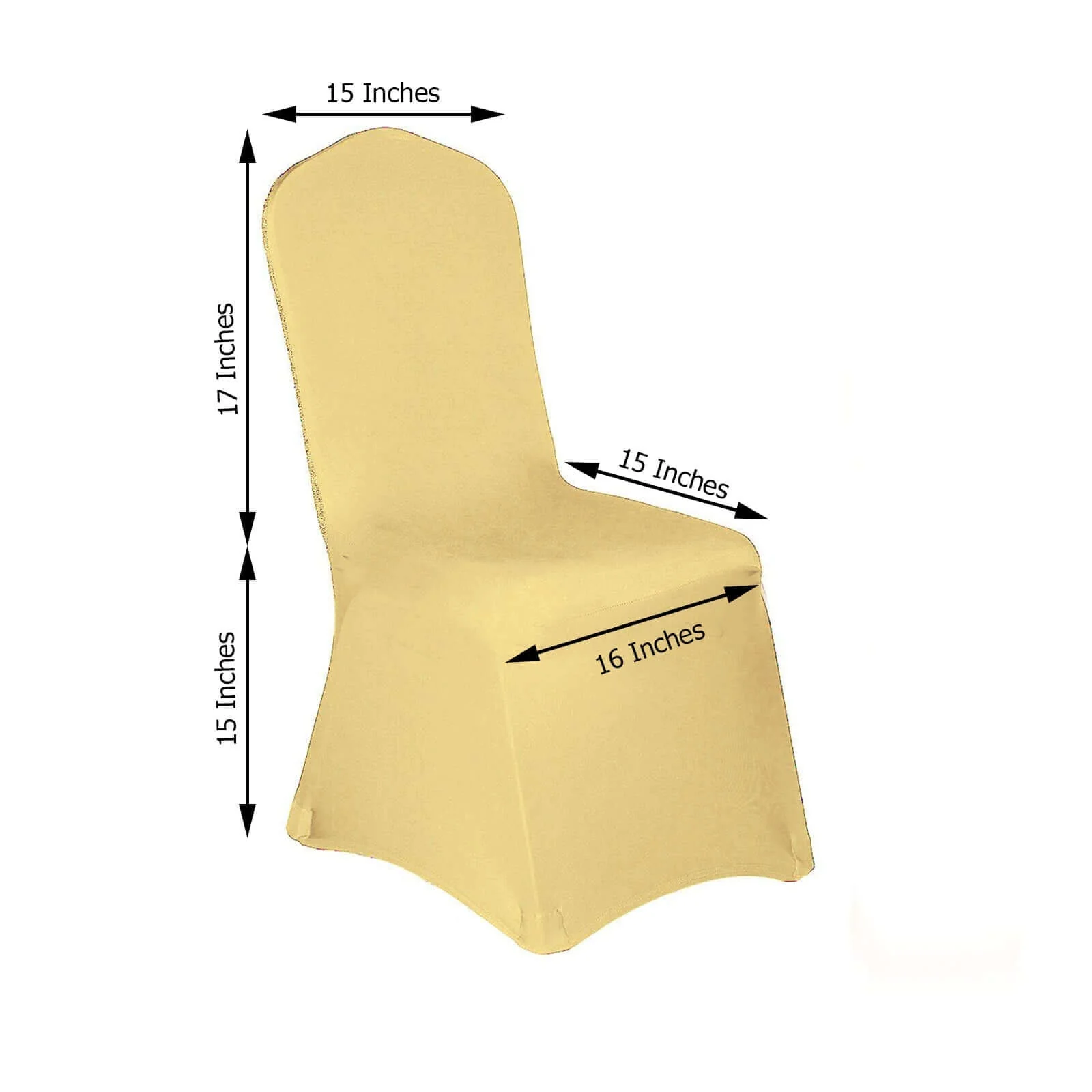 Spandex Stretch Banquet Chair Cover with Metallic Shimmer Tinsel Back Champagne - Fitted Slipcover - Image 3