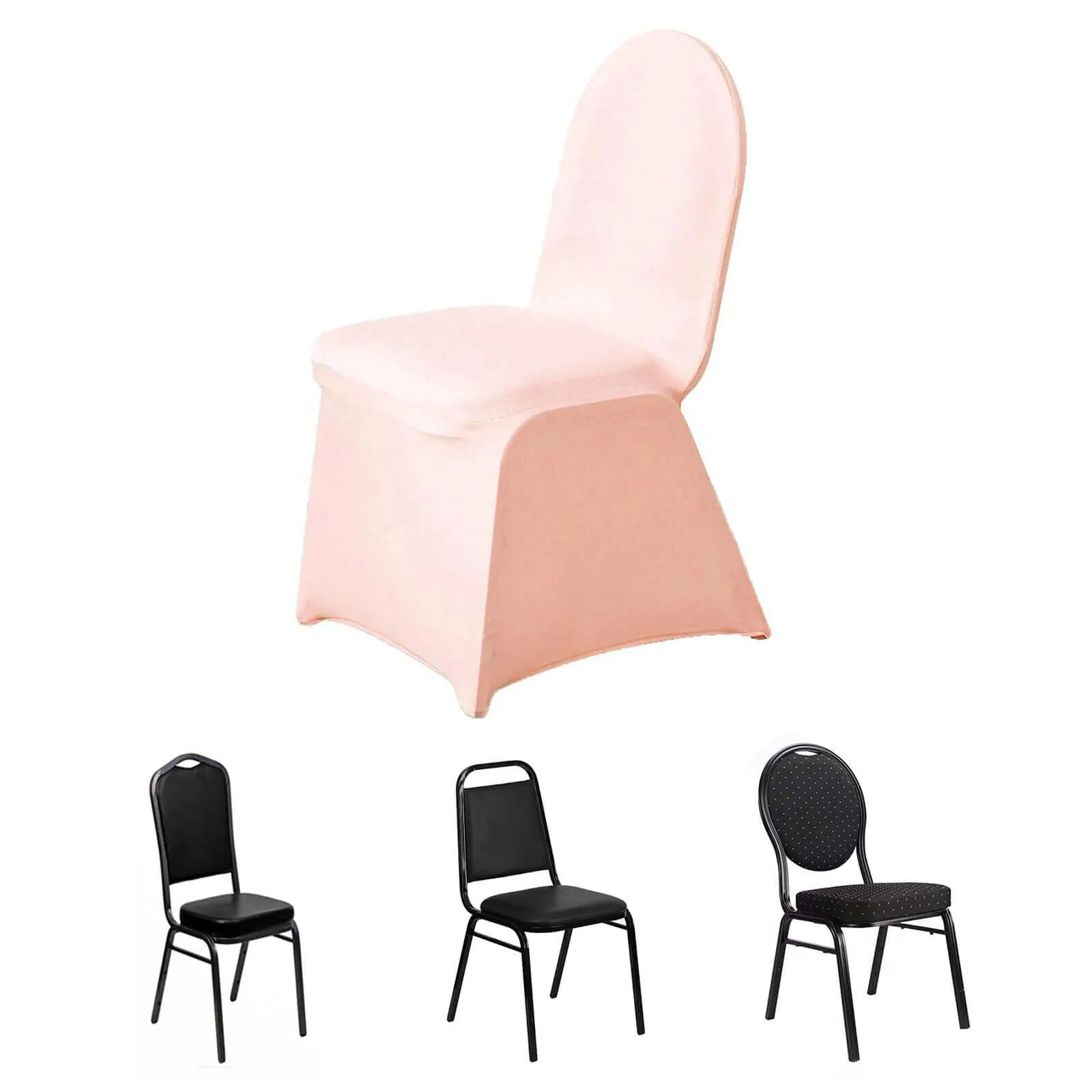 Spandex Stretch Fitted Banquet Chair Cover 160GSM Blush - Durable Slip-On Slipcover