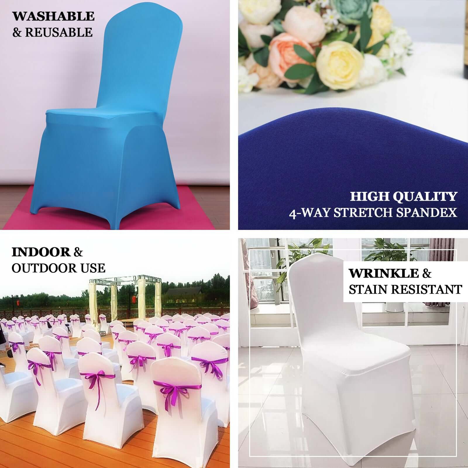 Spandex Stretch Fitted Banquet Chair Cover 160GSM Blush - Durable Slip-On Slipcover - Image 4