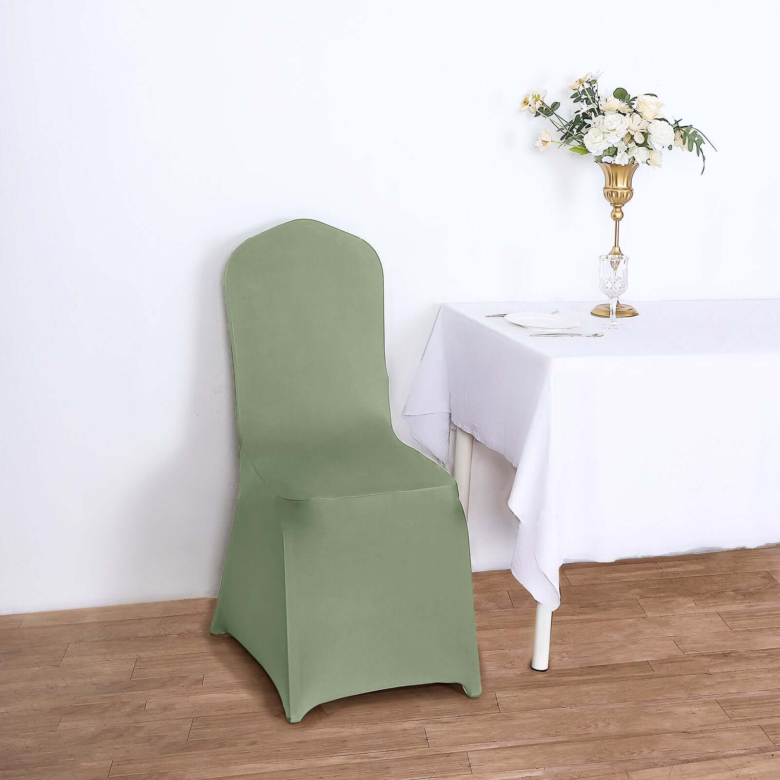 Spandex Stretch Fitted Banquet Chair Cover 160GSM Dusty Sage Green - Durable Slip-On Slipcover - Image 7