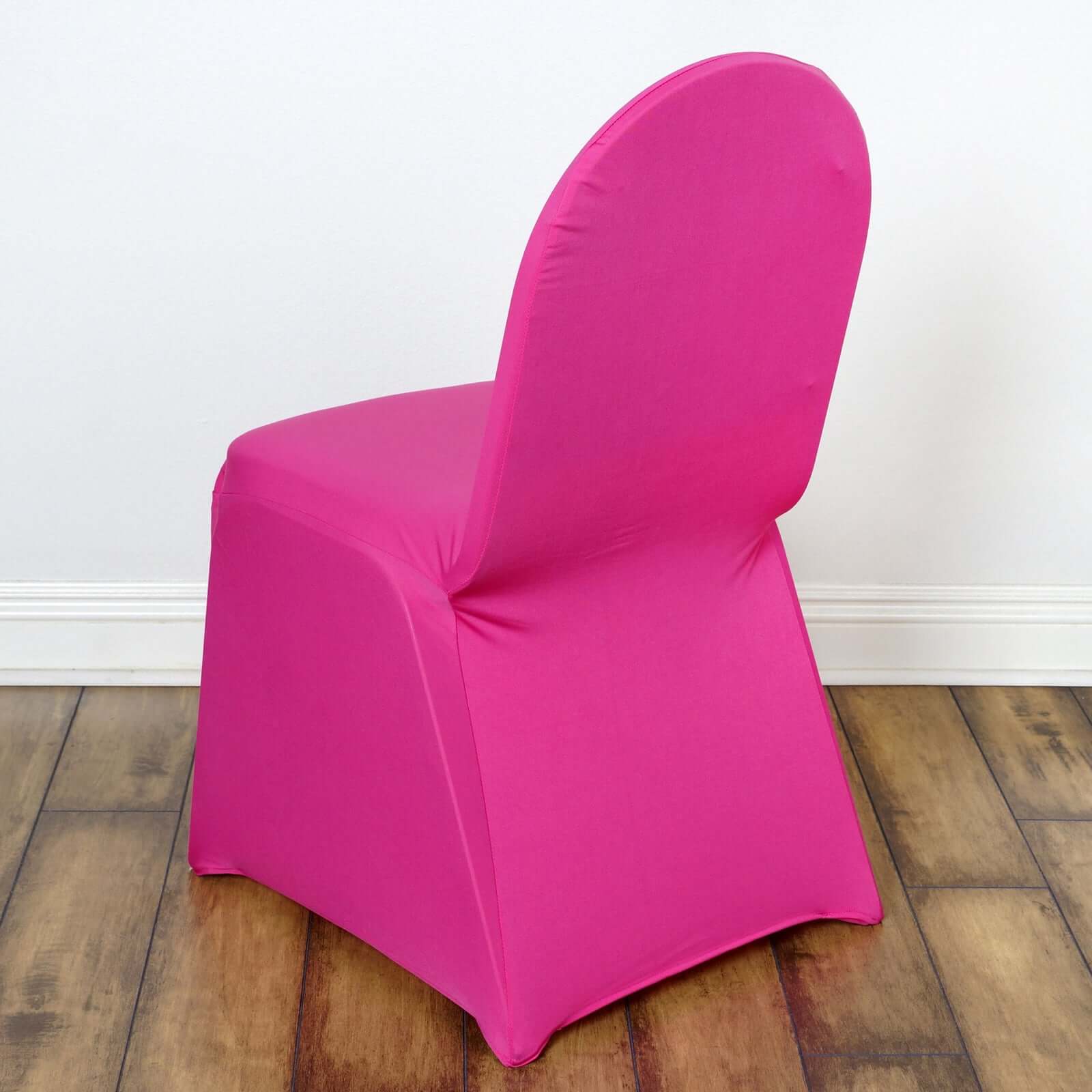Spandex Stretch Fitted Banquet Chair Cover 160GSM Fuchsia - Durable Slip-On Slipcover - Image 3