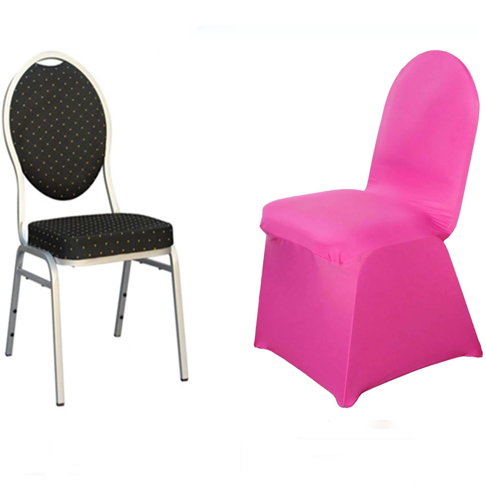 Spandex Stretch Fitted Banquet Chair Cover 160GSM Fuchsia - Durable Slip-On Slipcover - Image 7