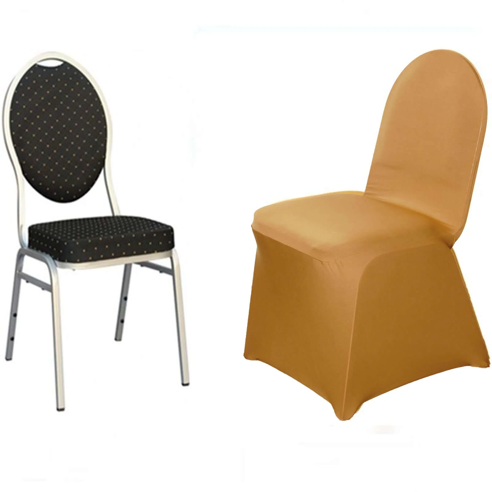 Spandex Stretch Fitted Banquet Chair Cover 160GSM Gold - Durable Slip-On Slipcover for Weddings & Events - Image 7
