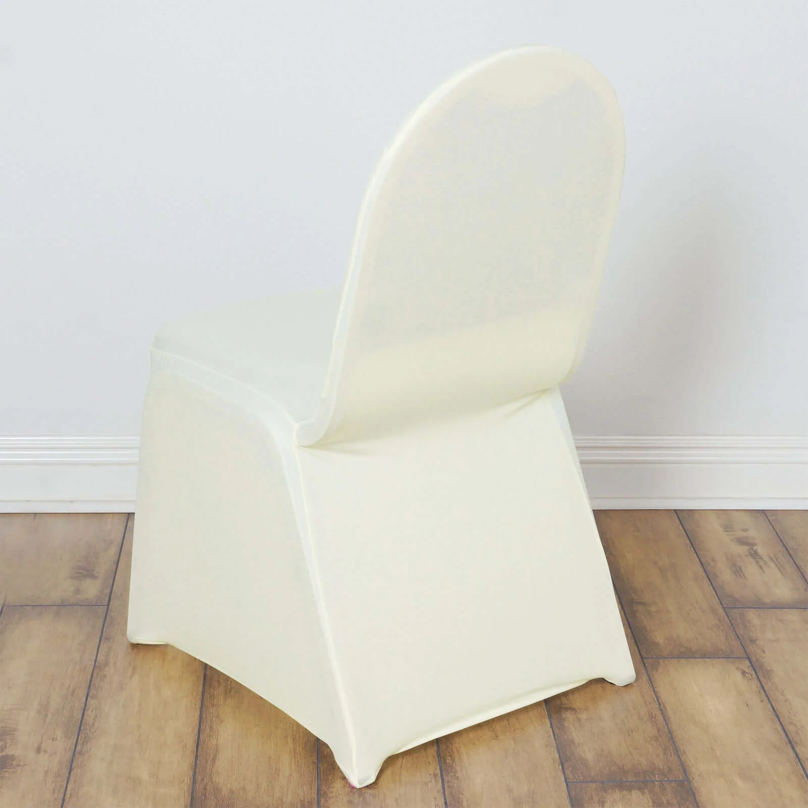 Spandex Stretch Fitted Banquet Chair Cover 160GSM Ivory - Durable Slip-On Slipcover - Image 3