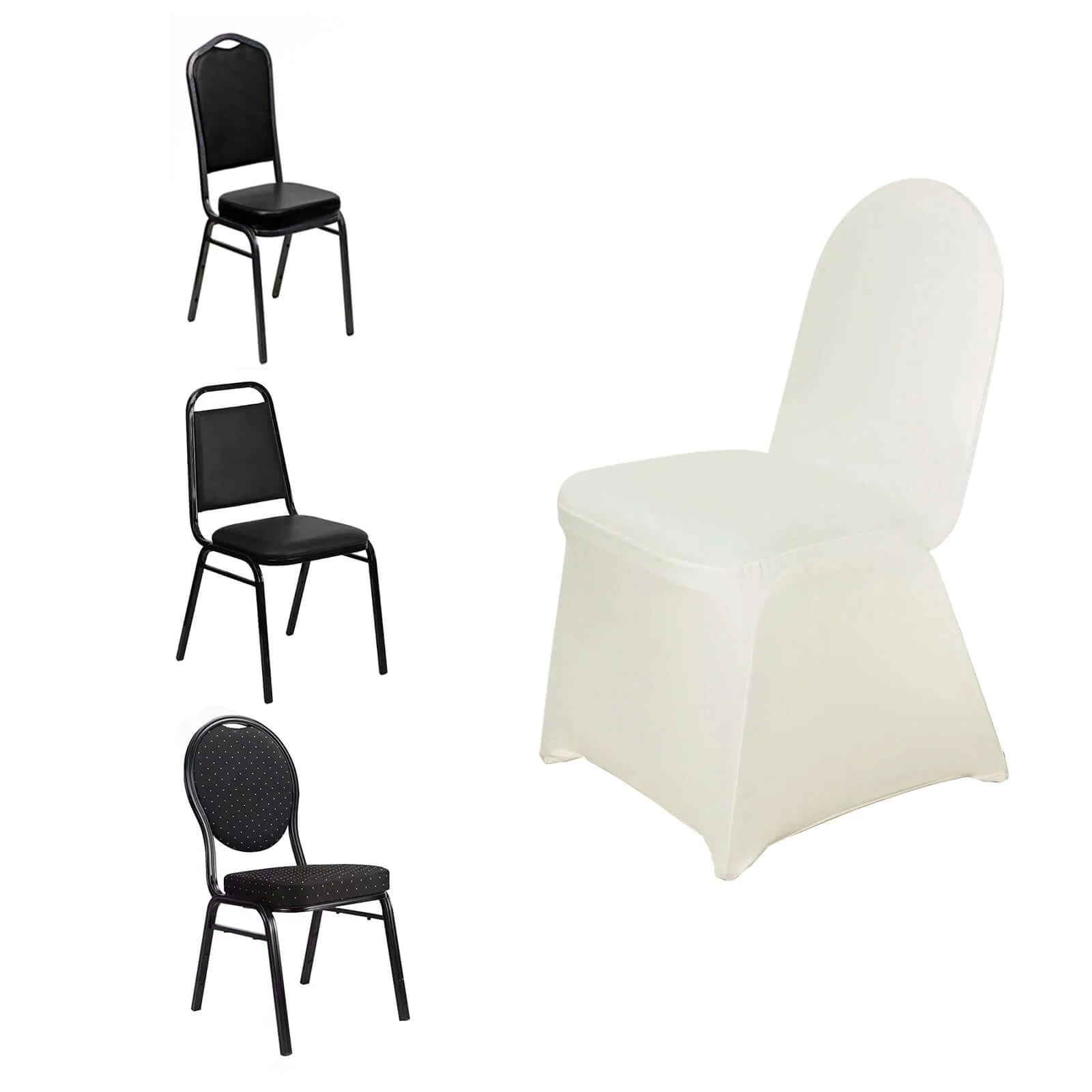 Spandex Stretch Fitted Banquet Chair Cover 160GSM Ivory - Durable Slip-On Slipcover - Image 6
