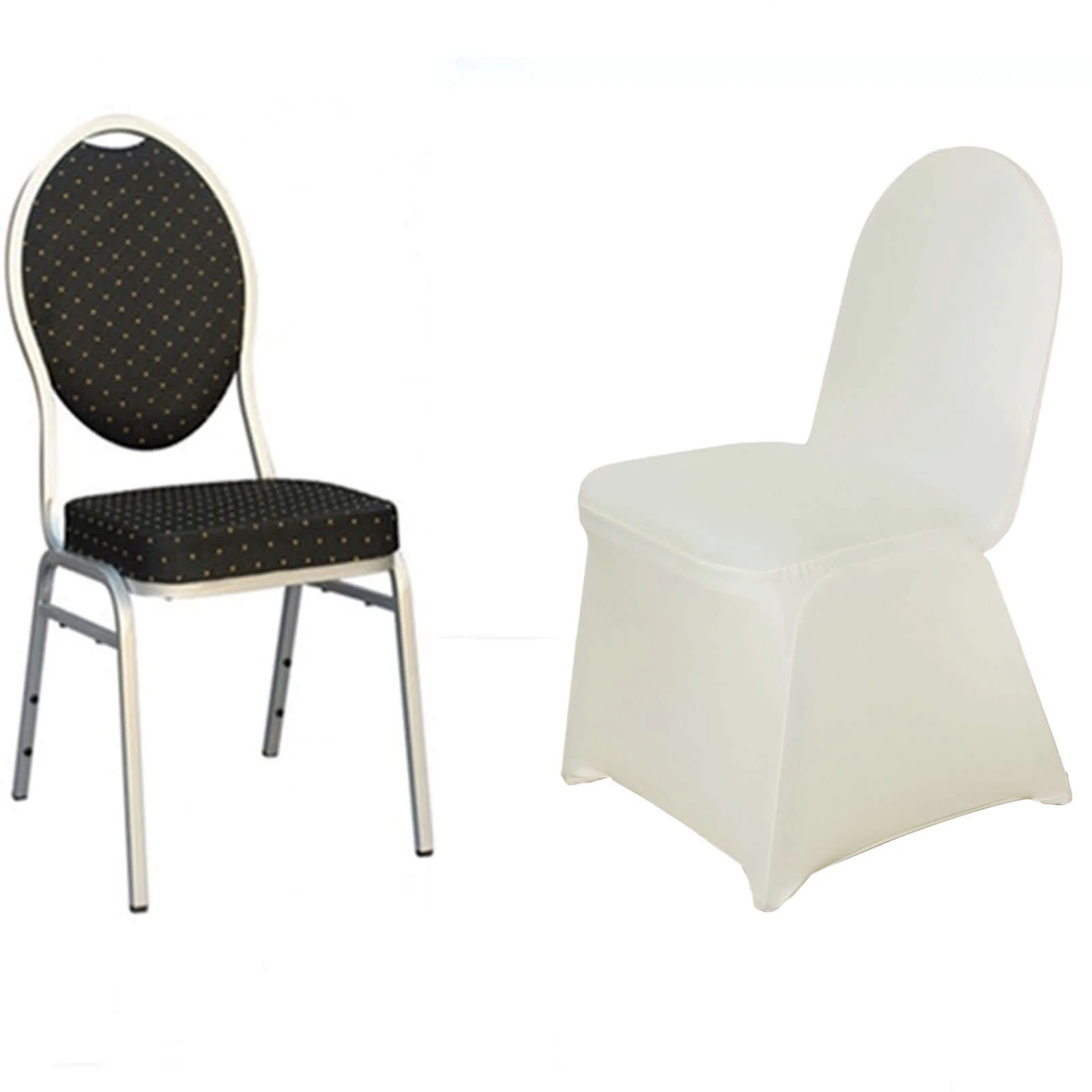 Spandex Stretch Fitted Banquet Chair Cover 160GSM Ivory - Durable Slip-On Slipcover - Image 7