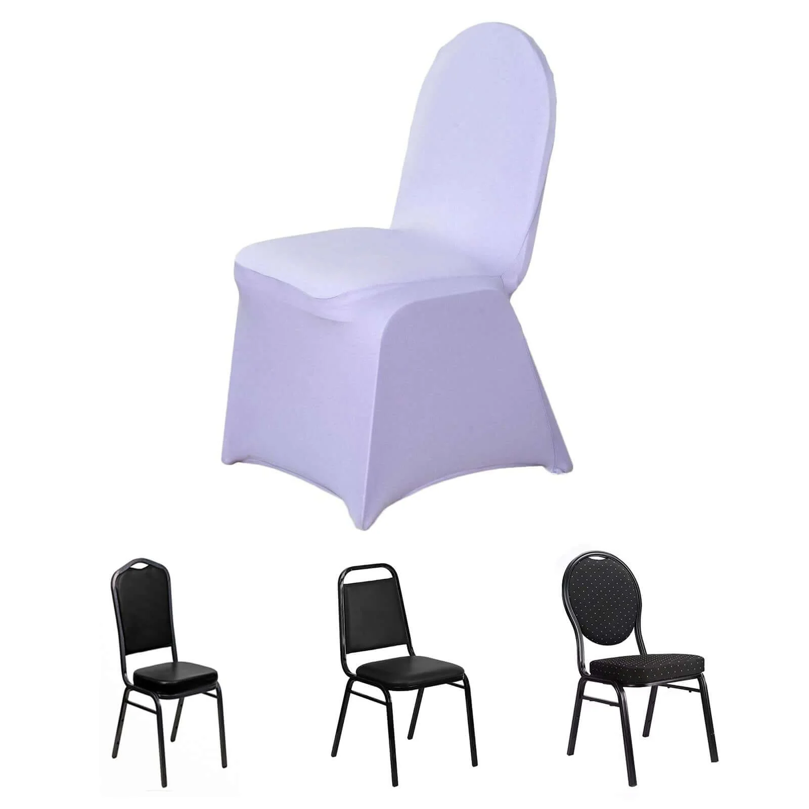 Spandex Stretch Fitted Banquet Chair Cover 160GSM Lavender Lilac - Durable Slip-On Slipcover
